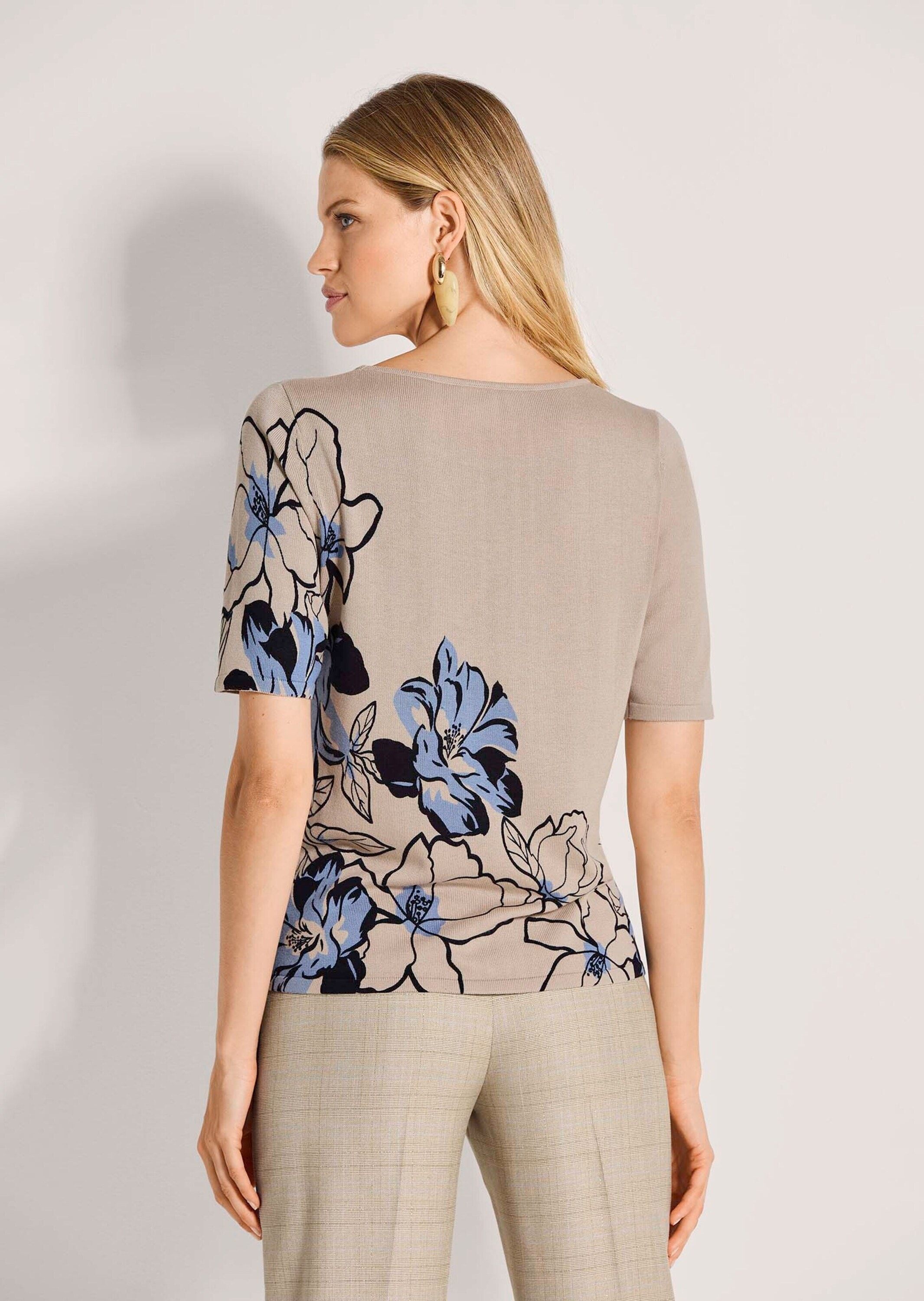 MADELEINE Longpullover »Feinstrickpullover Viskoseshirt mit Blumenmotiv«