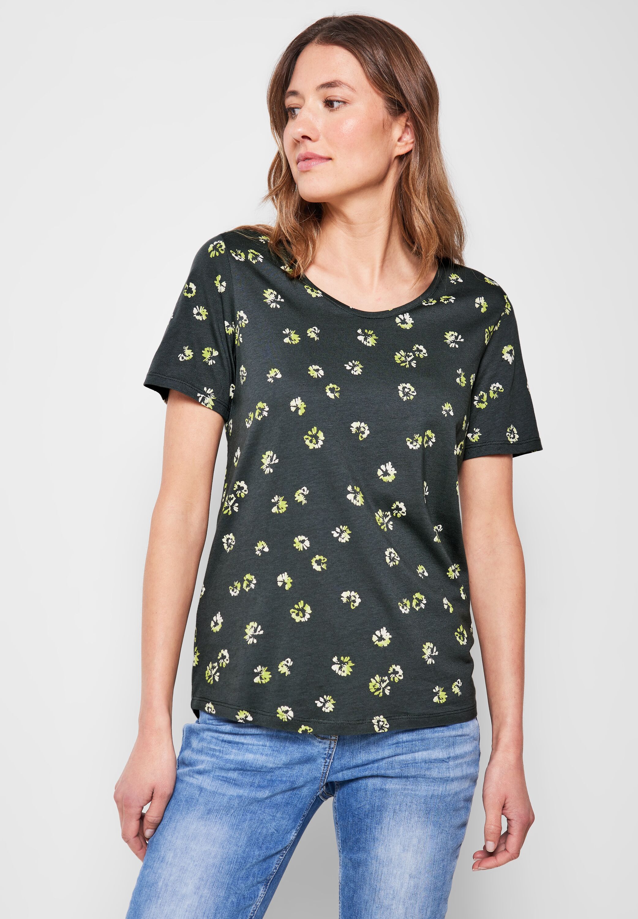 T-Shirt, aus softem Materialmix