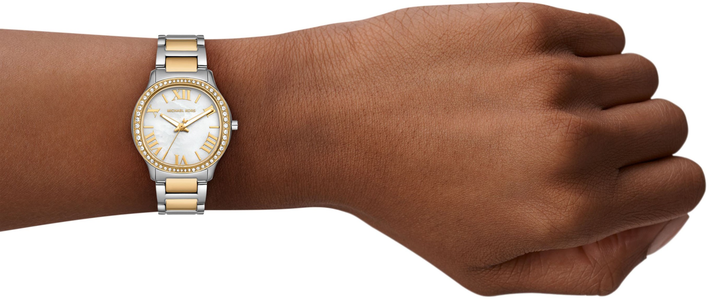 MICHAEL KORS Quarzuhr »SAGE 31 mm«, Armbanduhr, Damenuhr, Edelstahlarmband, analog, Glassteine