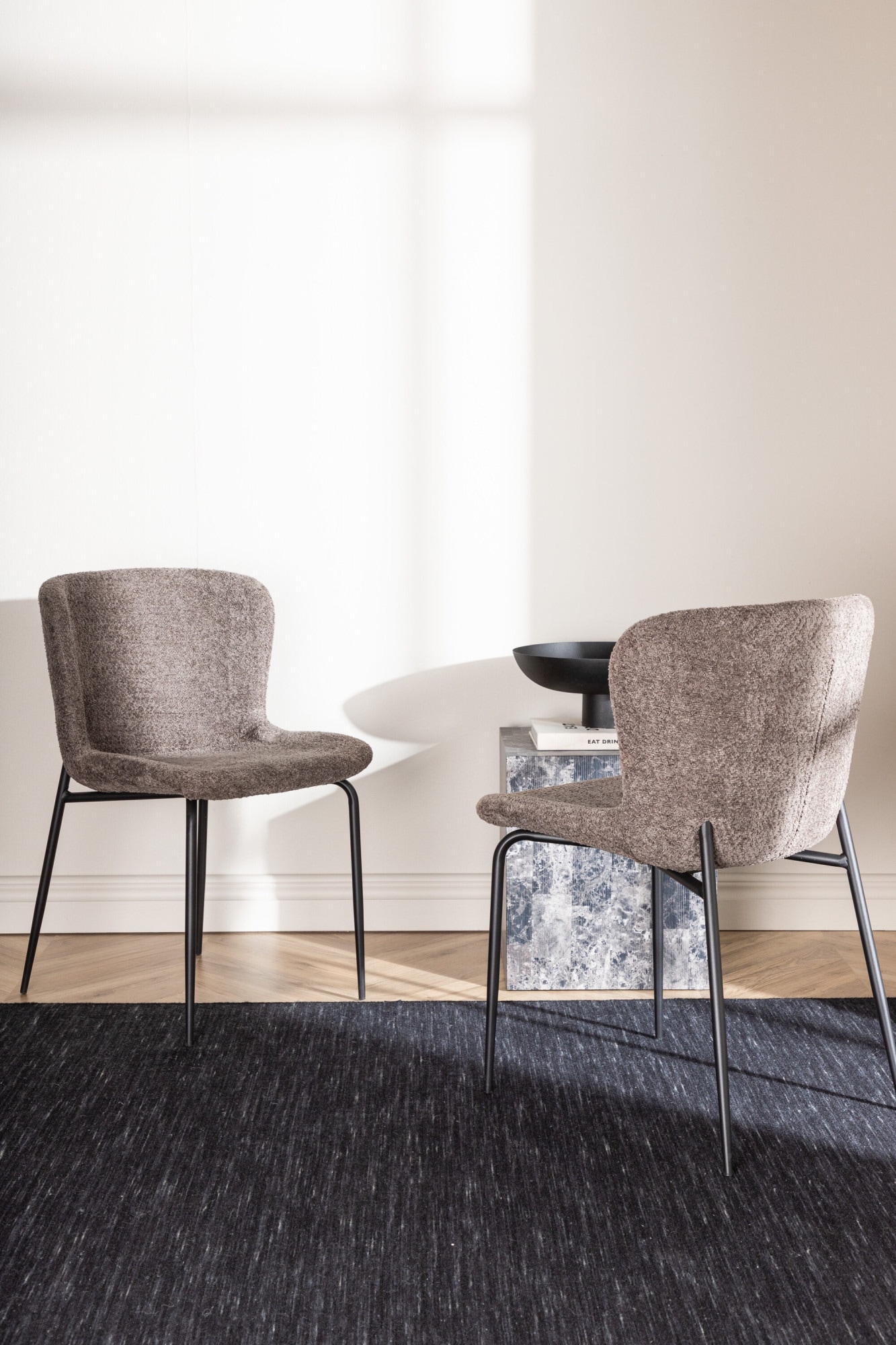 Venture Home Esszimmerstuhl »Modesto, 2er-Set Esszimmerstühle Bouclé, 150 kg belastbar« () 2 Stk.Polsterstuhl, Bouclé-Bezug, Stahlbeine, weich, einladend