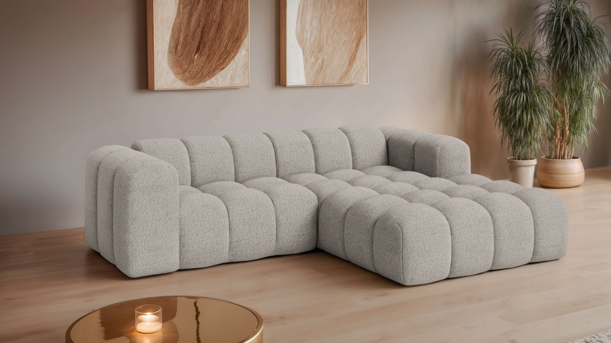 OTTO home Ecksofa "KALLIE Design-Sofa mit Wellenunterfederung, Bubble-Optik günstig online kaufen