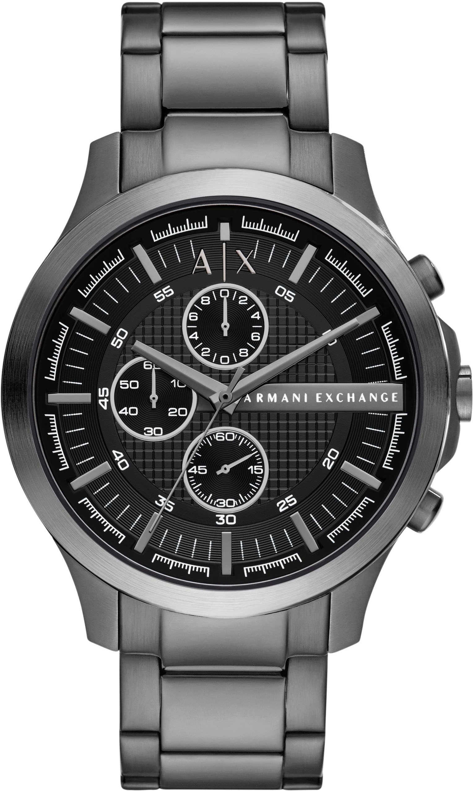 Chronograph ARMANI EXCHANGE, grau (anthrazit), Armbanduhren, Herren, Chronograph, Armbanduhr, Herrenuhr, Edelstahlarmband, analog, Stoppfunktion