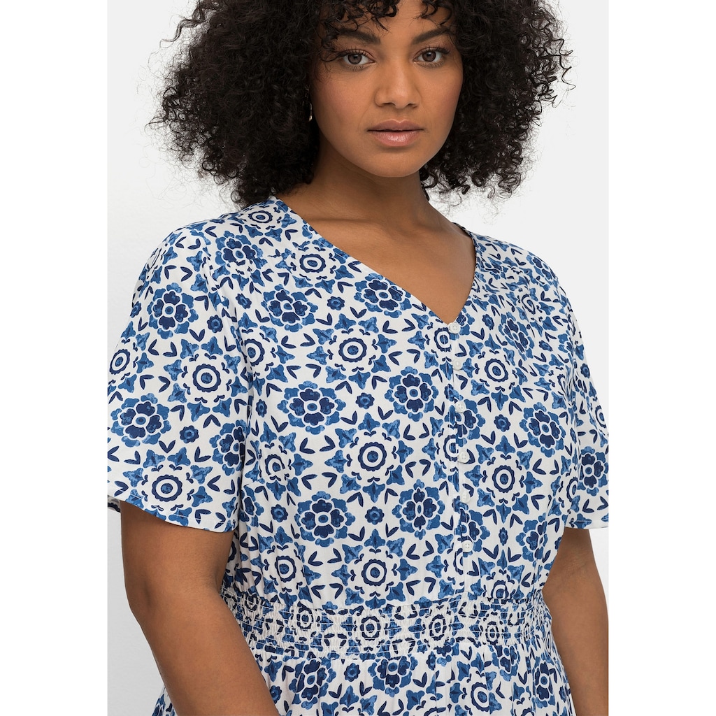 sheego by Joe Browns Druckkleid »Große Größen«, mit Smok-Taillenbund