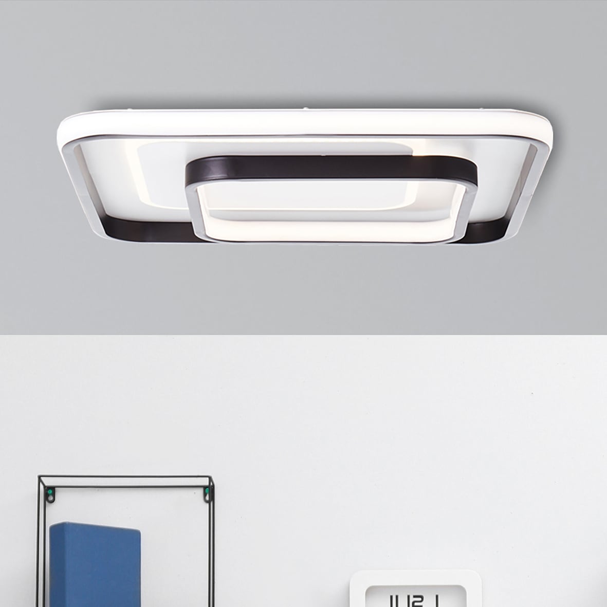 Brilliant LED Deckenleuchte »Cava«, 1 flammig, Leuchtmittel LED-Modul | LED fest integriert, 40 x 40 cm, 5400 lm, warmweißes Licht, Metall/Kunststoff, weiß/schwarz