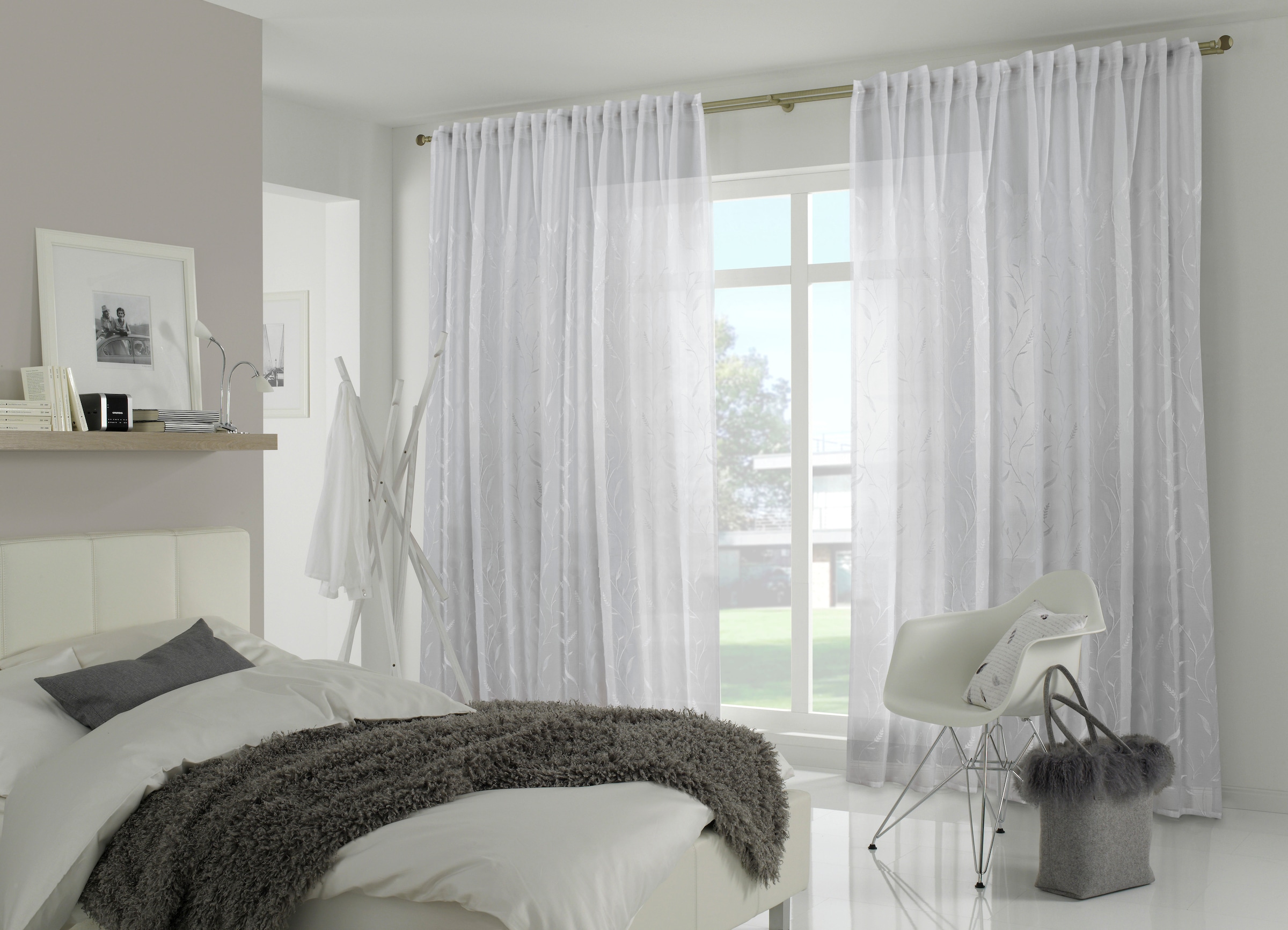 Gardine »Schal Dolly-Voile Ranke«, (1 St.), mit Gardinenband und verdeckten Schlaufen