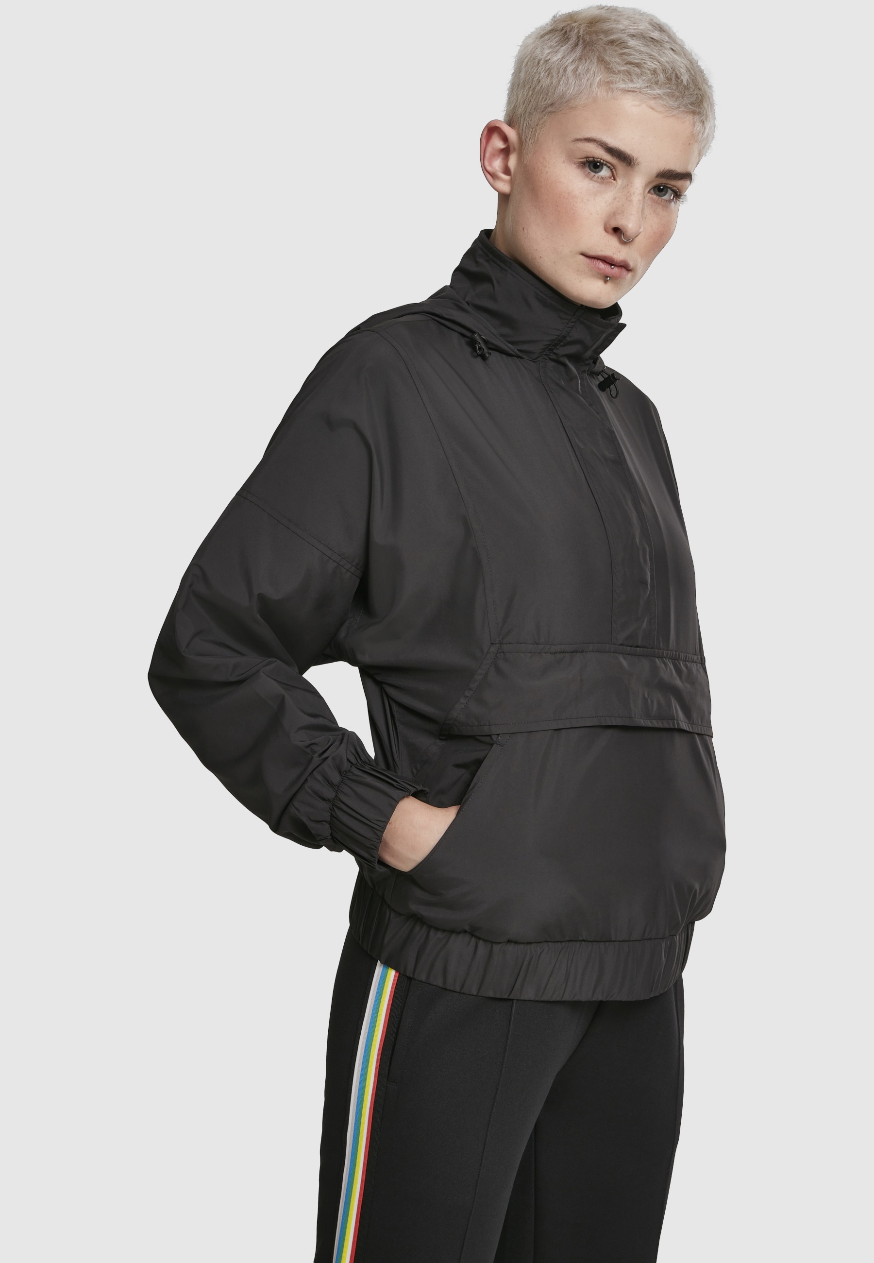 URBAN CLASSICS Langmantel »Urban Classics Damen Ladies Panel Pull Over Jacket«