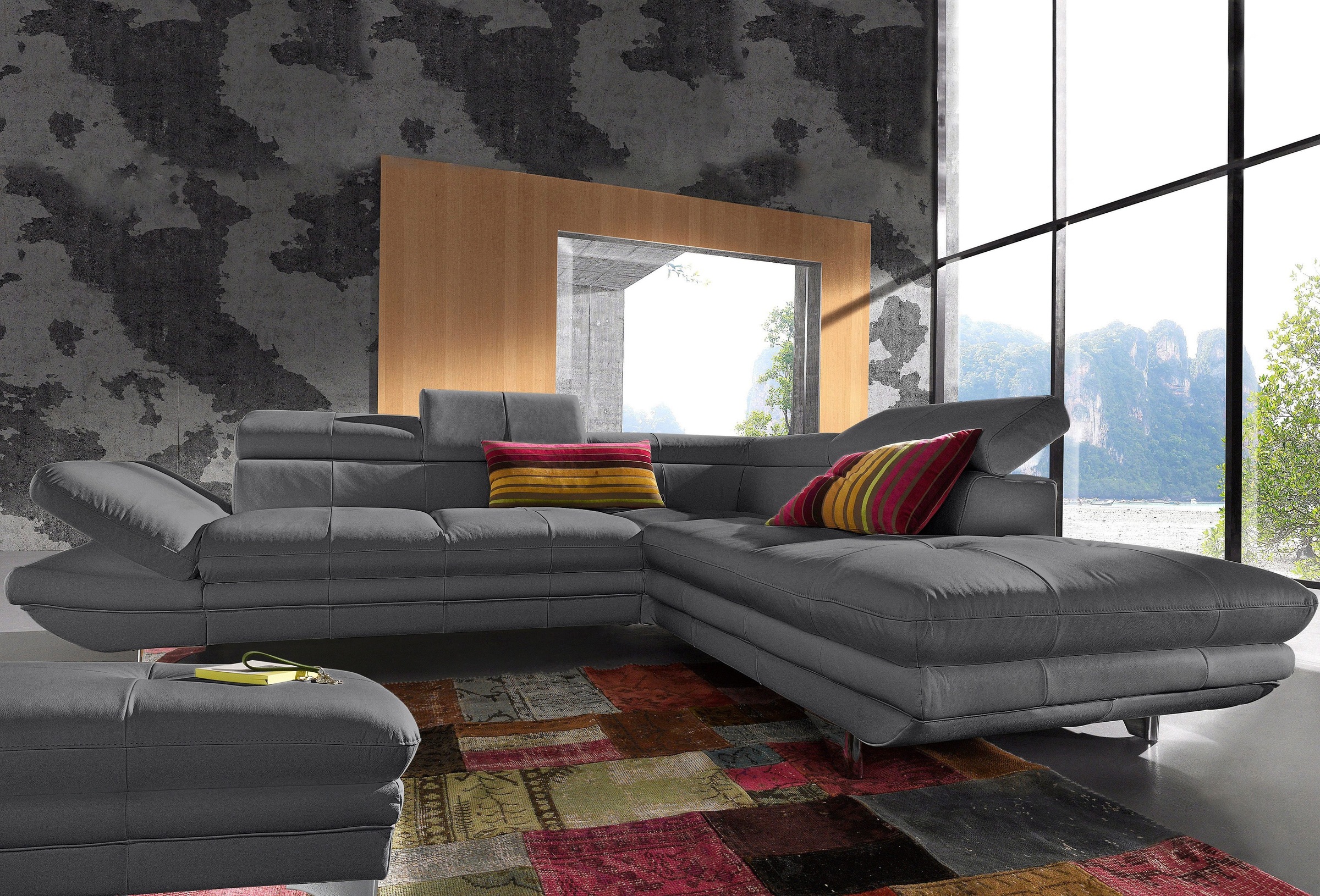 COTTA Polstergarnitur »Enterprise L-Form«, (Set), Set bestehend aus: Ecksofa mit Arm- & Kopfteilverstellung & Hocker