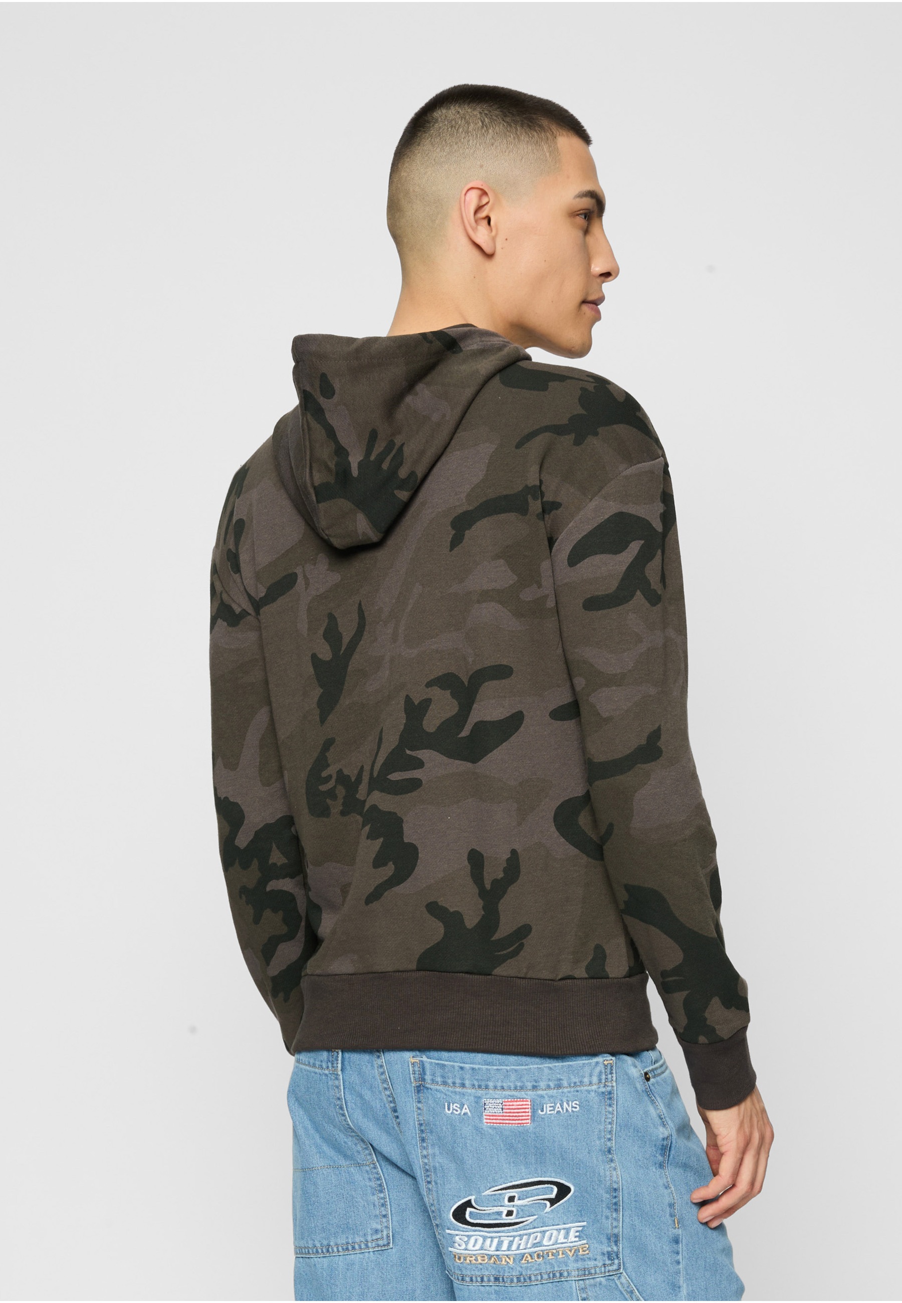 URBAN CLASSICS Kapuzenpullover »Urban Classics Herren High Neck Camo Hoody« 1 Stk.