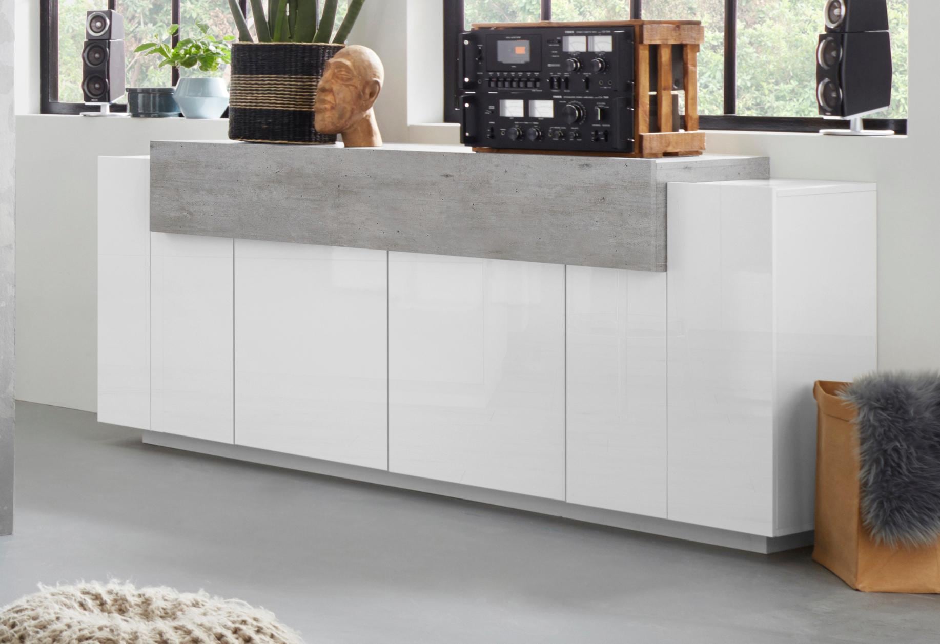 INOSIGN Sideboard »Coro, Kommode, Schrank, Kredenz, grifflos mit Einlegeböden«, 1 klappe,4 Türen, Doppeltiefe, B/T/H 200x45x85,6cm