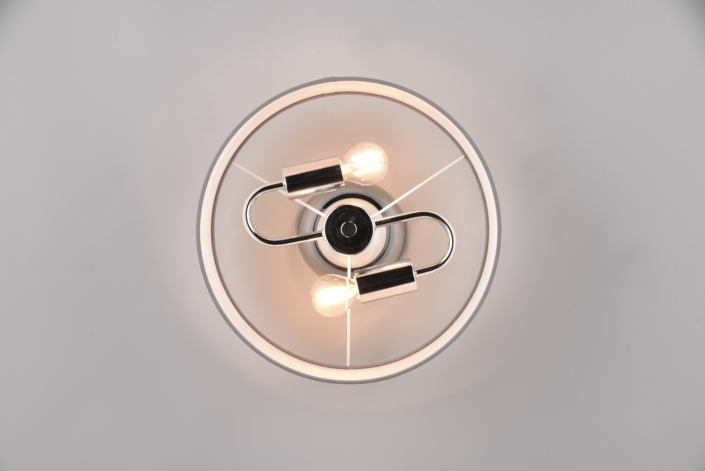 REALITY Leuchten Deckenleuchte »DAVOS, Deckenlampe mit Stoffschirm exkl 2xE14 max 28W Ø30cm Höhe 22cm«, 2 flammig, Leuchtmittel E14 | Leuchtmittel wechselbar, Deckenleuchte Küche Schlafzimmer Wohnzimmer Stoffschirm zweifarbig