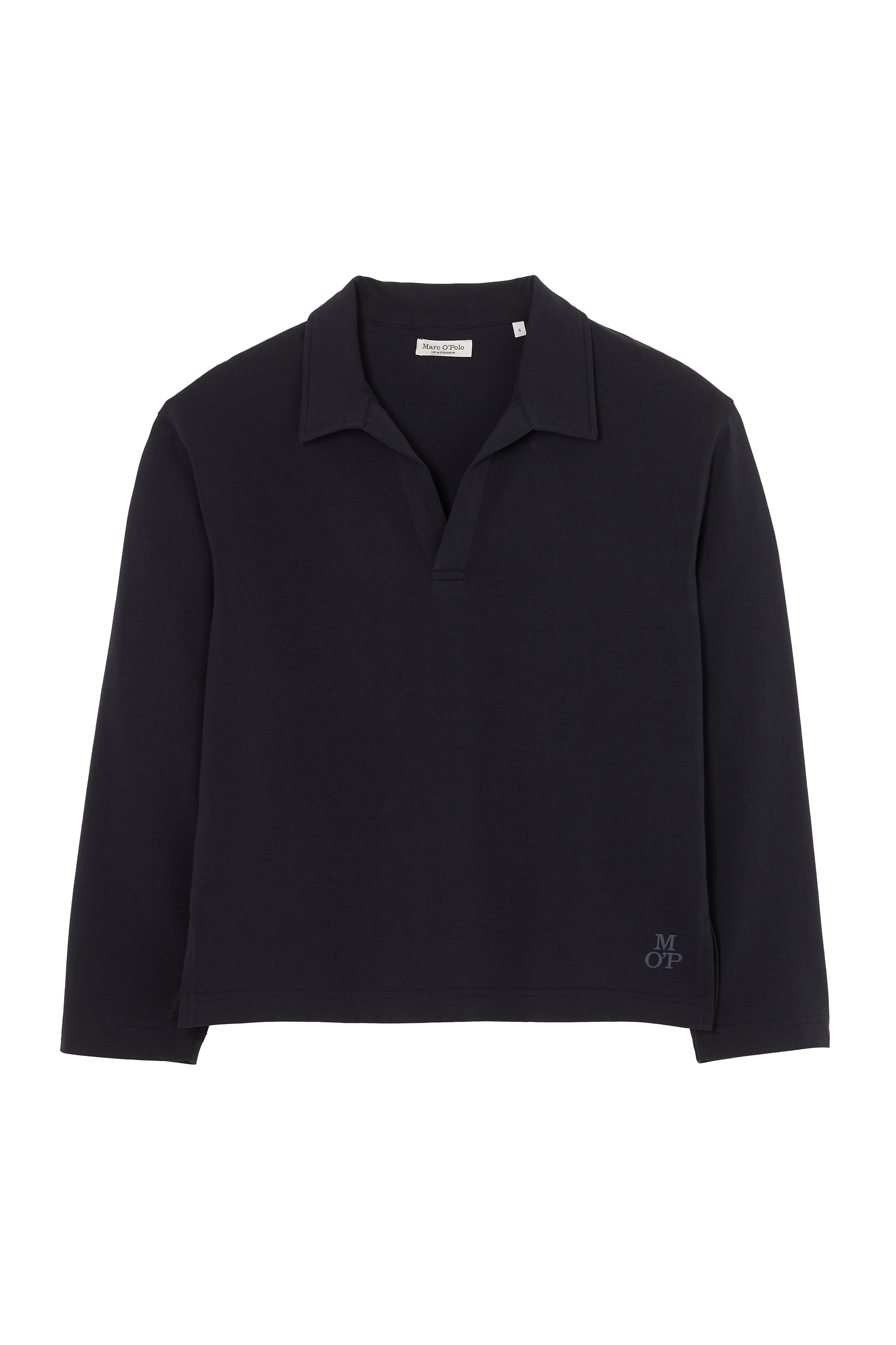 Marc OPolo Langarm-Poloshirt "Heavy Jersey-Woven", V-Ausschnitt, Langarm günstig online kaufen
