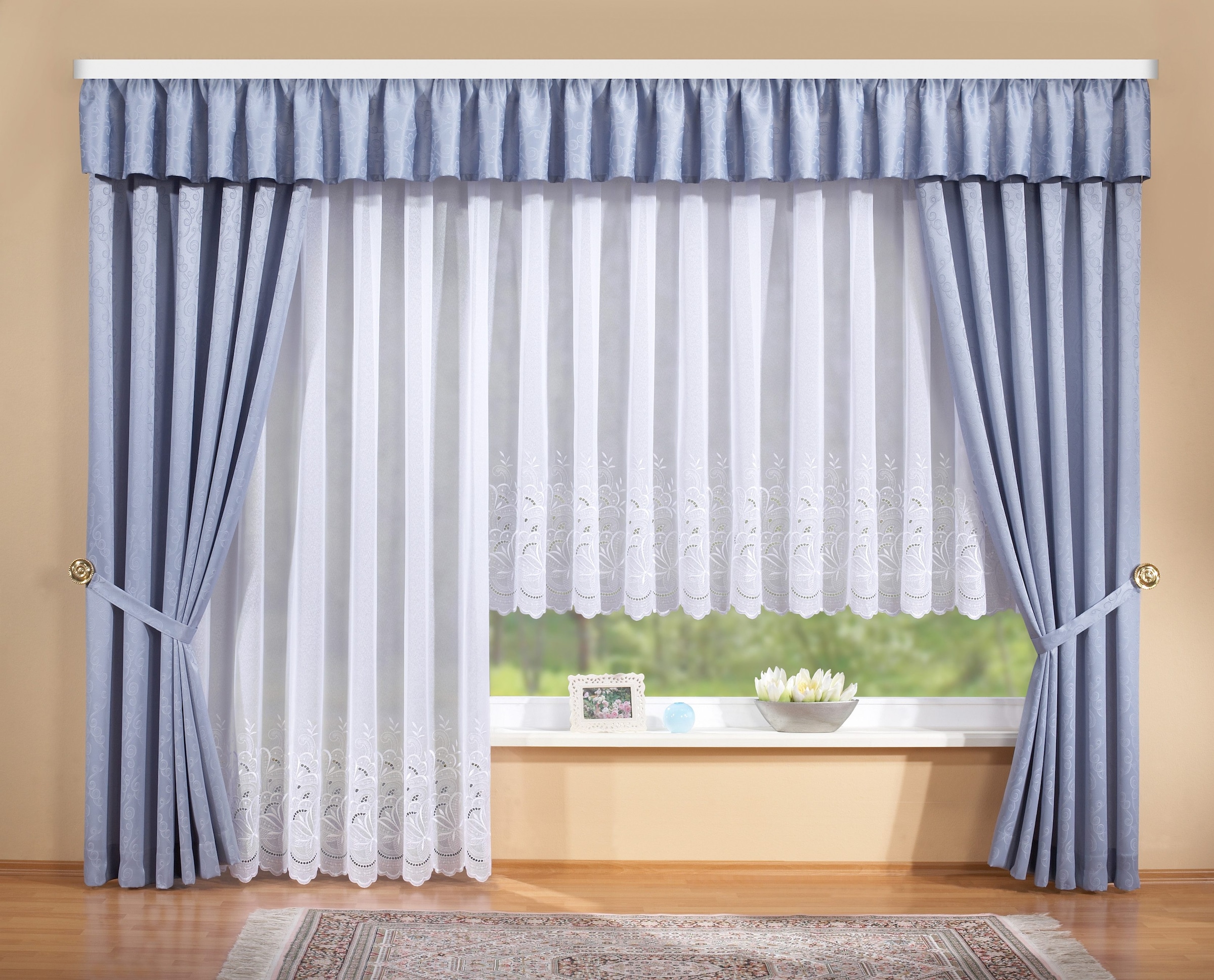 Stickereien Plauen Gardine "Alena" Kräuselband 1 Stk. tlg. veredelt mit ech günstig online kaufen