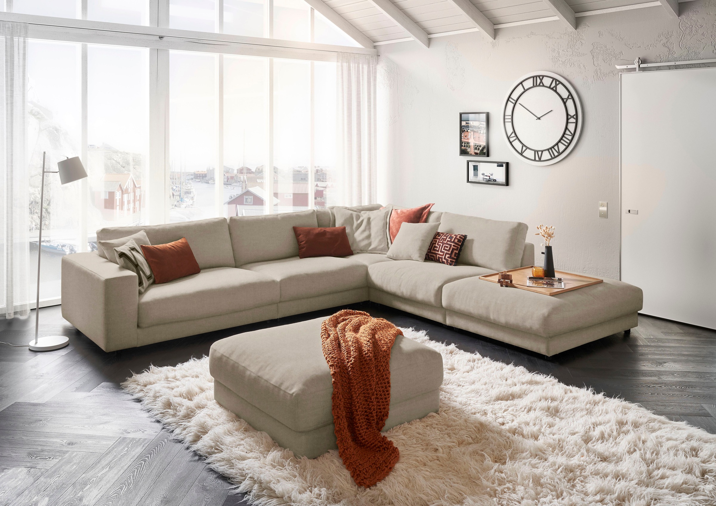 3C Candy Ecksofa »Enisa II, bequem und komfortabel, großes Familiensofa, L-Form«, incl. 3 Flatterkissen, wahlweise mit Flecken-Schutz-Bezug Easy care