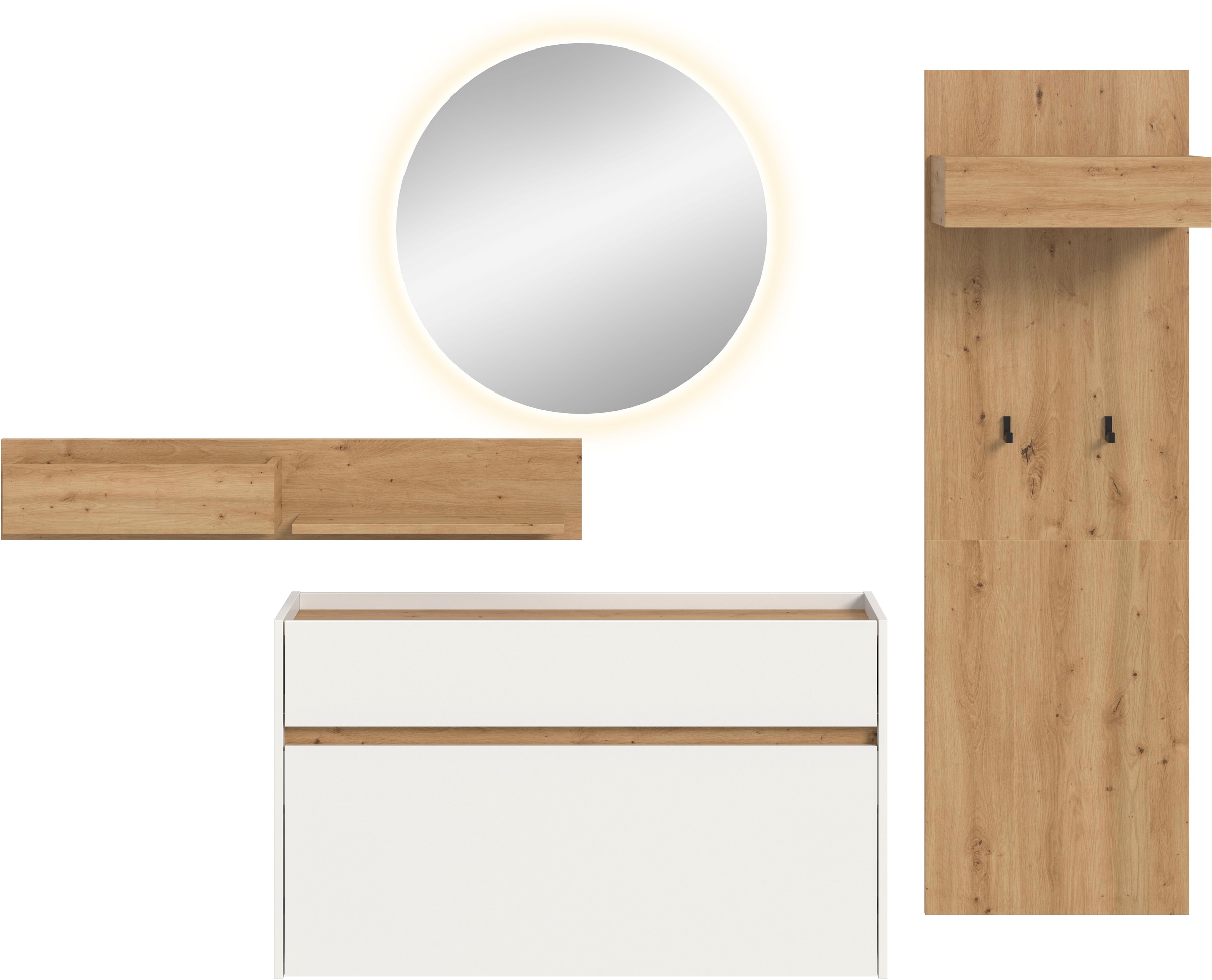 Thumbnail - INOSIGN Garderoben-Set "EVRID, 4-teilig, Breite 205 cm, inkl. Beleuchtung" best. aus: Wandboard, Kommode, Spiegel, Garde...