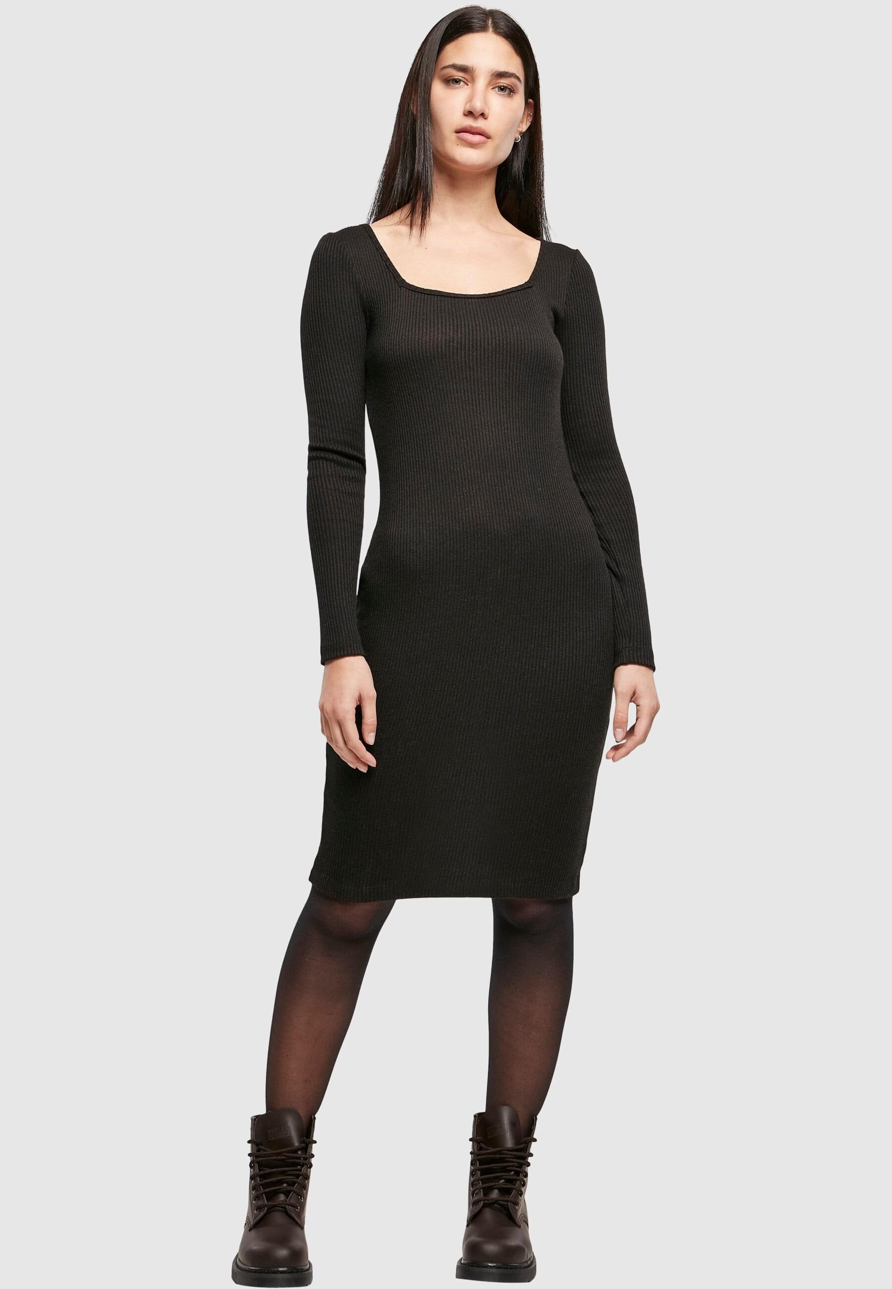 URBAN CLASSICS Shirtkleid »Urban Classics Damen Ladies Rib Squared Neckline Dress«, (1 tlg.)
