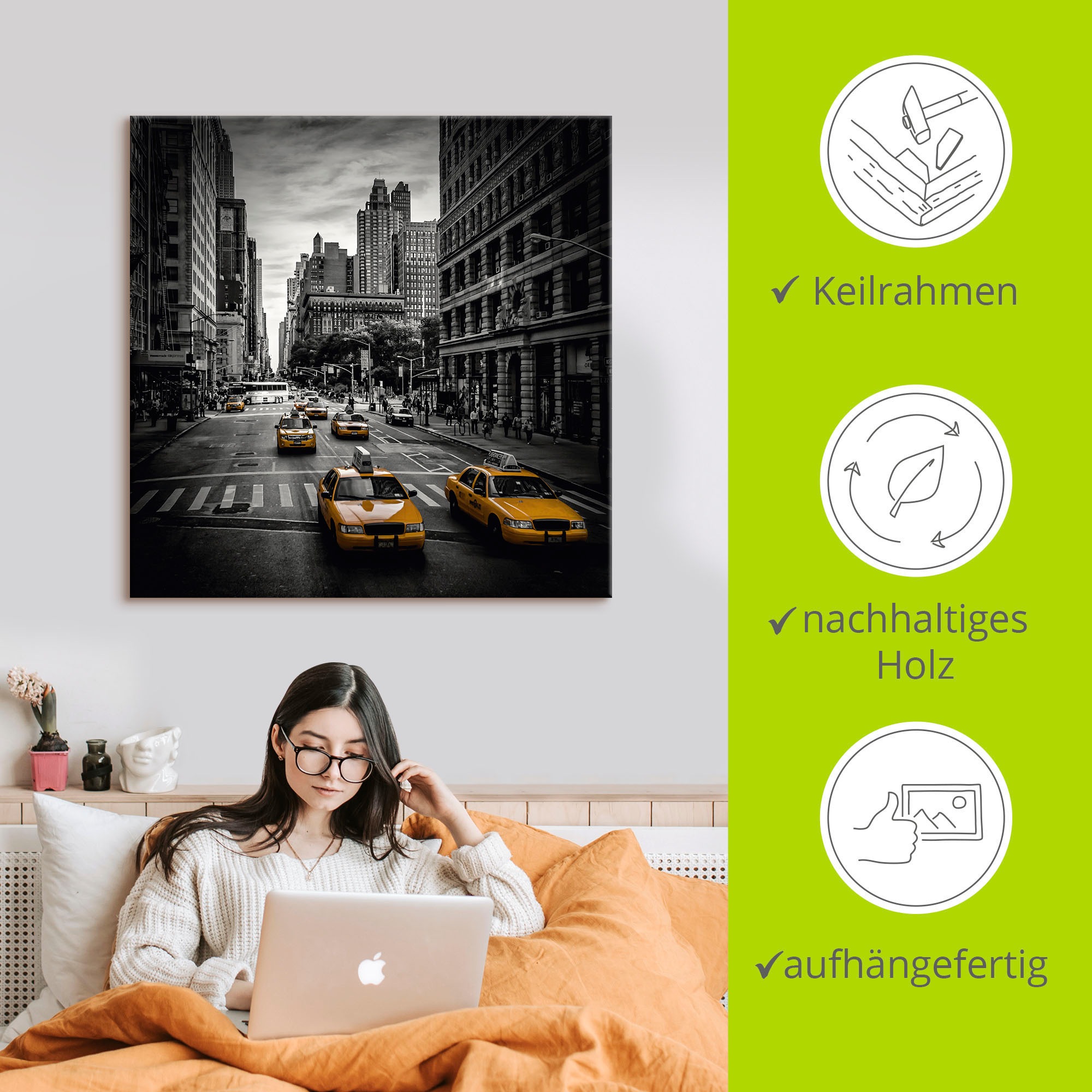 Artland Wandbild »New York City Verkehr 5th Avenue«, Amerika, (1 St.), als Alubild, Outdoorbild, Leinwandbild, Poster, Wandaufkleber