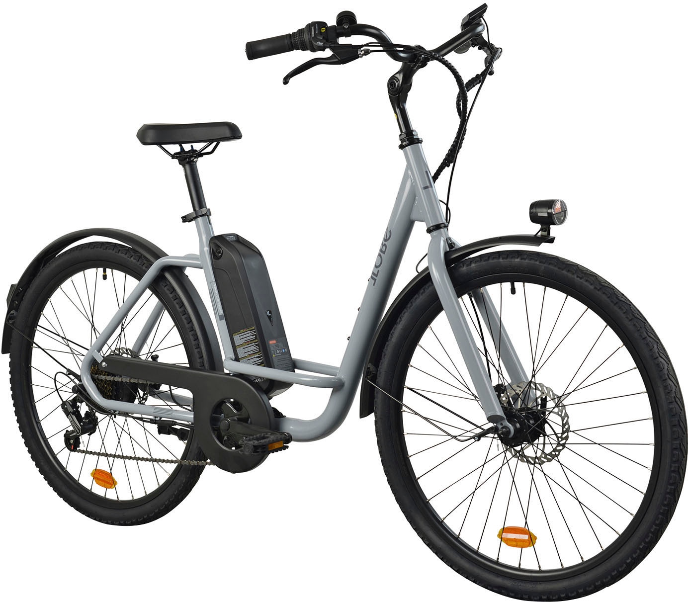 LLobe E-Bike »City E-Bike 26" Town Compact, grau«, 7 Gang, Heckmotor 250 W