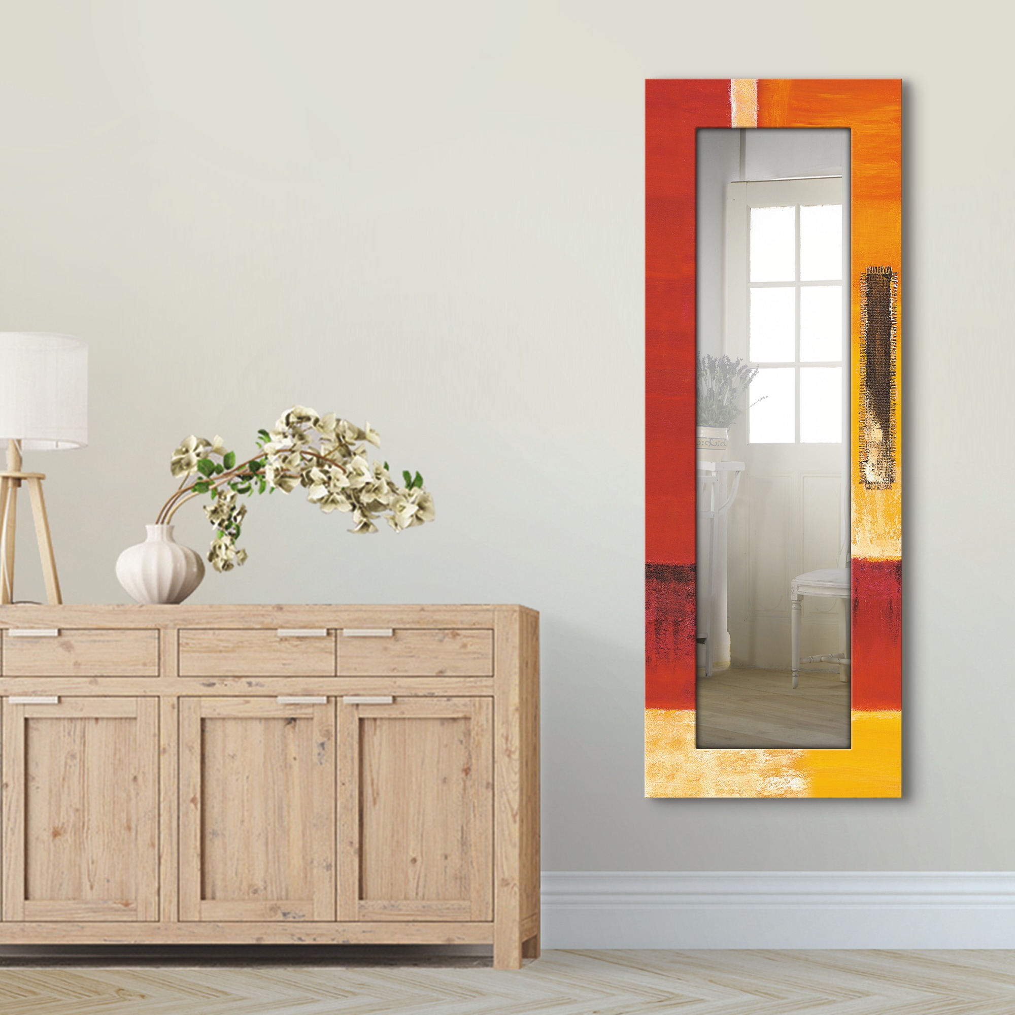 Artland Dekospiegel »Felder I - Abstrakt«, gerahmter Ganzkörperspiegel, Wandspiegel, mit Motivrahmen, Landhaus