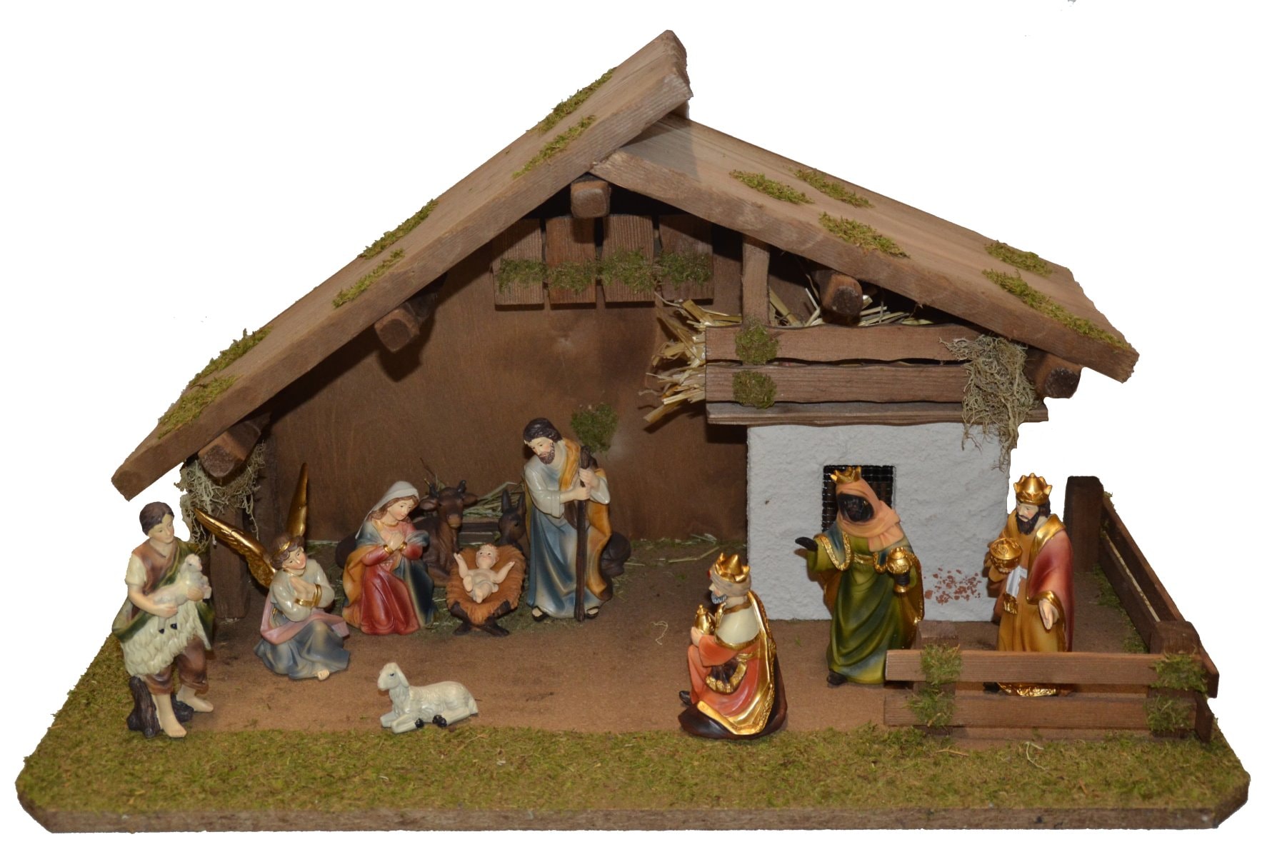 Alfred Kolbe Krippe "Krippenstall" mit 13 cm Poly-Figuren 11tlg. günstig online kaufen