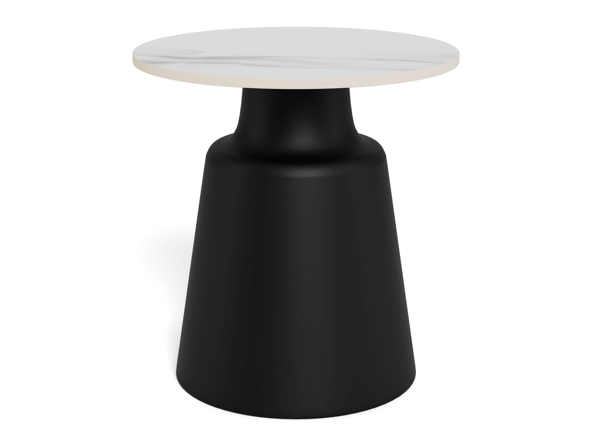 ACTONA GROUP Couchtisch "Santorini Beistelltisch – modern & kompakt, langlebige Keramikplatte" Pflegeleicht, weiße Unico-Keramik, schwarzes Stahlgestell, Ø: 45 cm