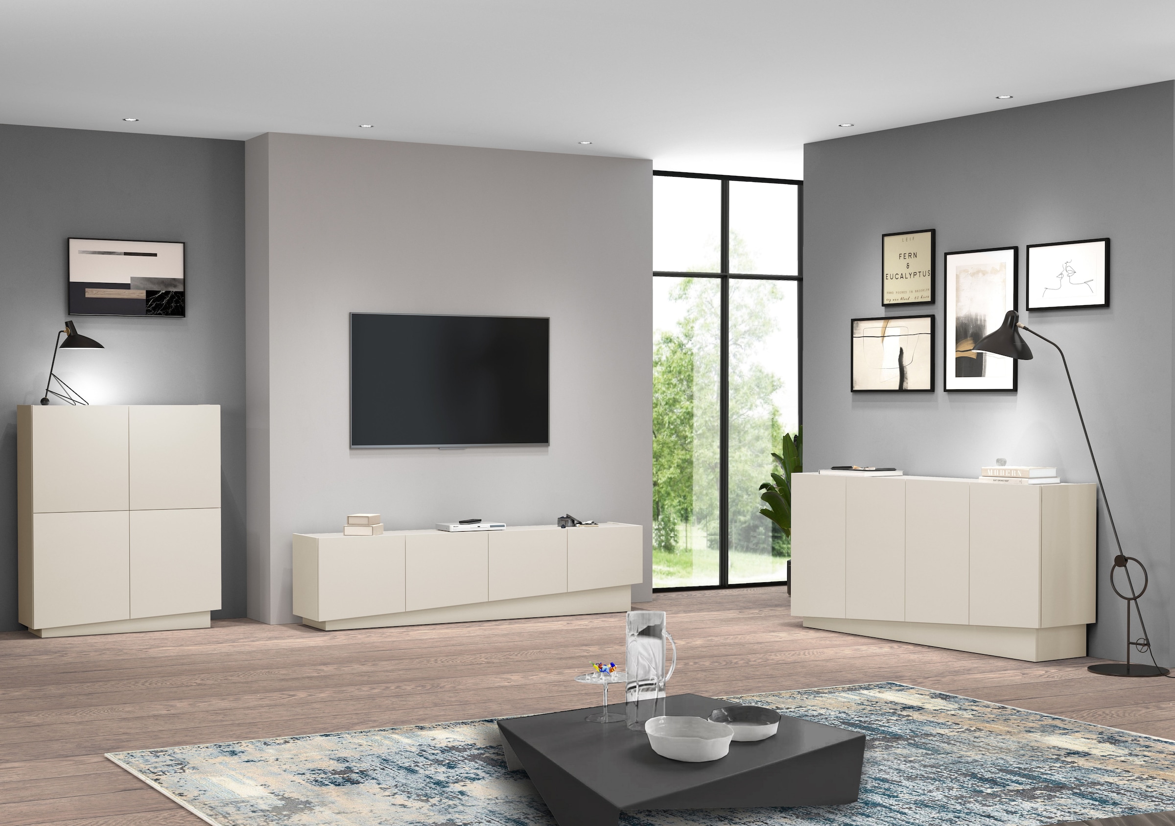 INOSIGN Highboard »VELA, Highboard, Höhe 120 cm,Design mit schrägen Türen«, (1 St.), Made in Italy, Maße-B/T/H: 100x35x120,hohes Sideboard,Anrichte,Kommode