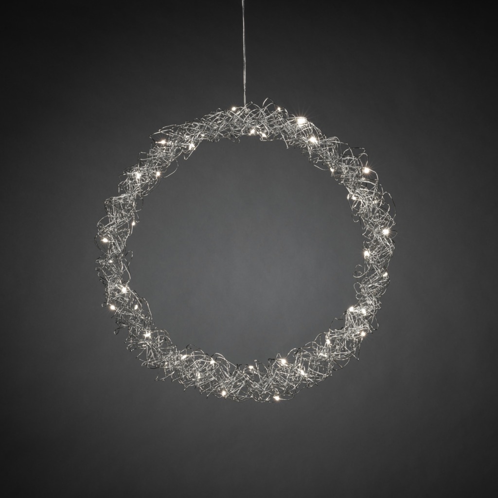 KONSTSMIDE LED Dekolicht »Metallkranz, Weihnachtsdeko«, silberfarben, 40 warm weiße Dioden