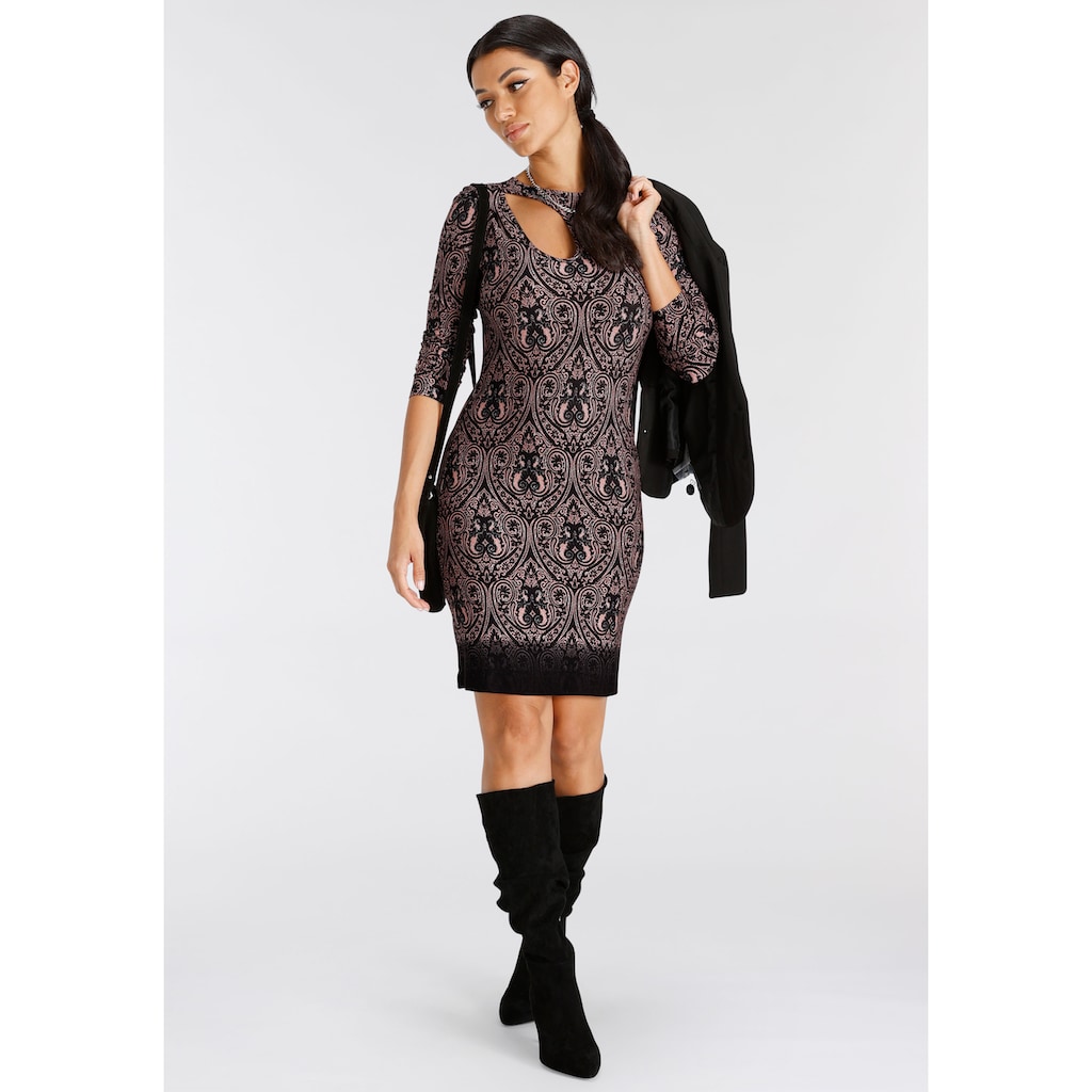 Melrose Jerseykleid, mit Cut-Out und Paisley-Muster