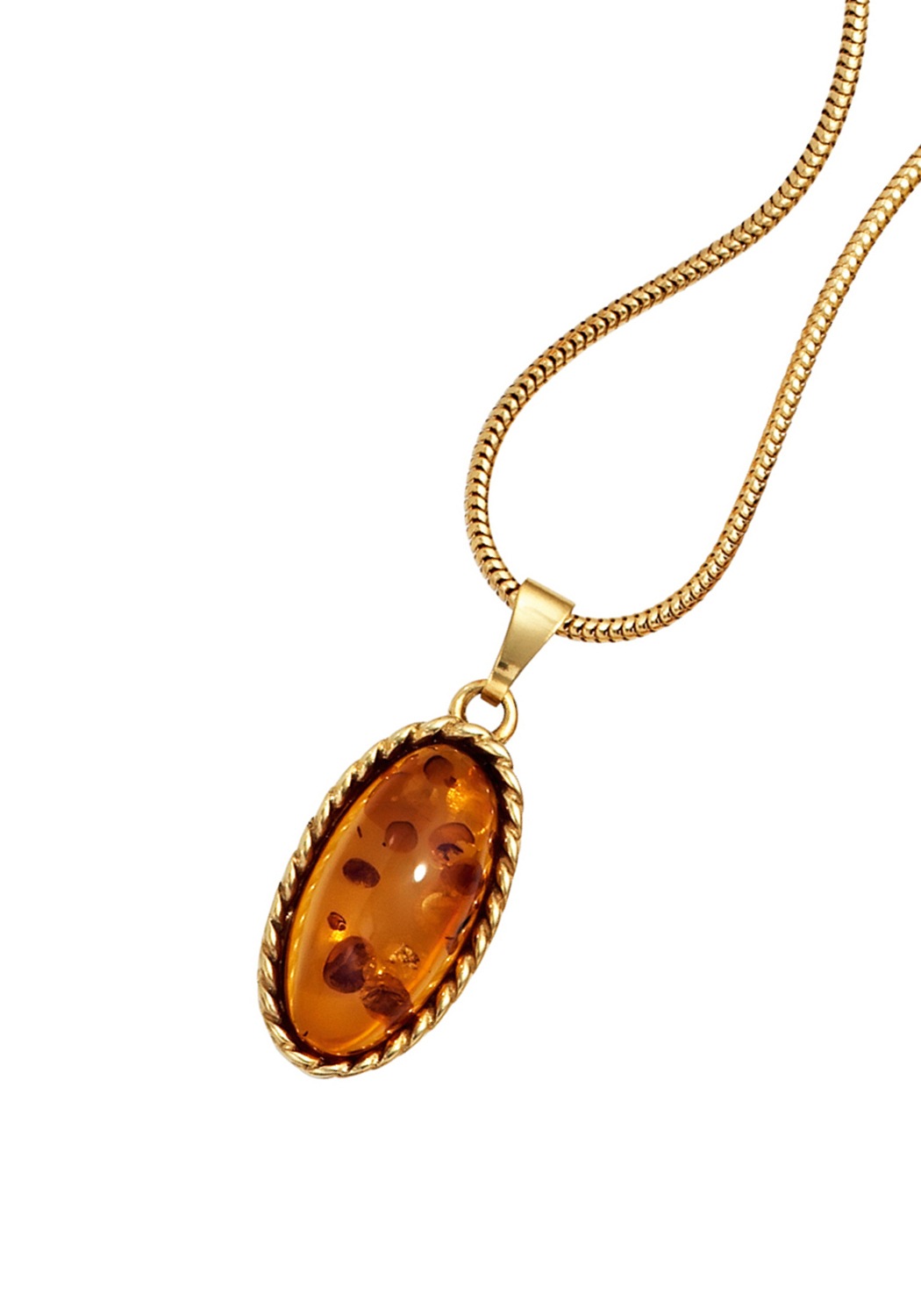 JOBO Kettenanhänger »Anhänger oval«, 375 Gold mit Bernstein