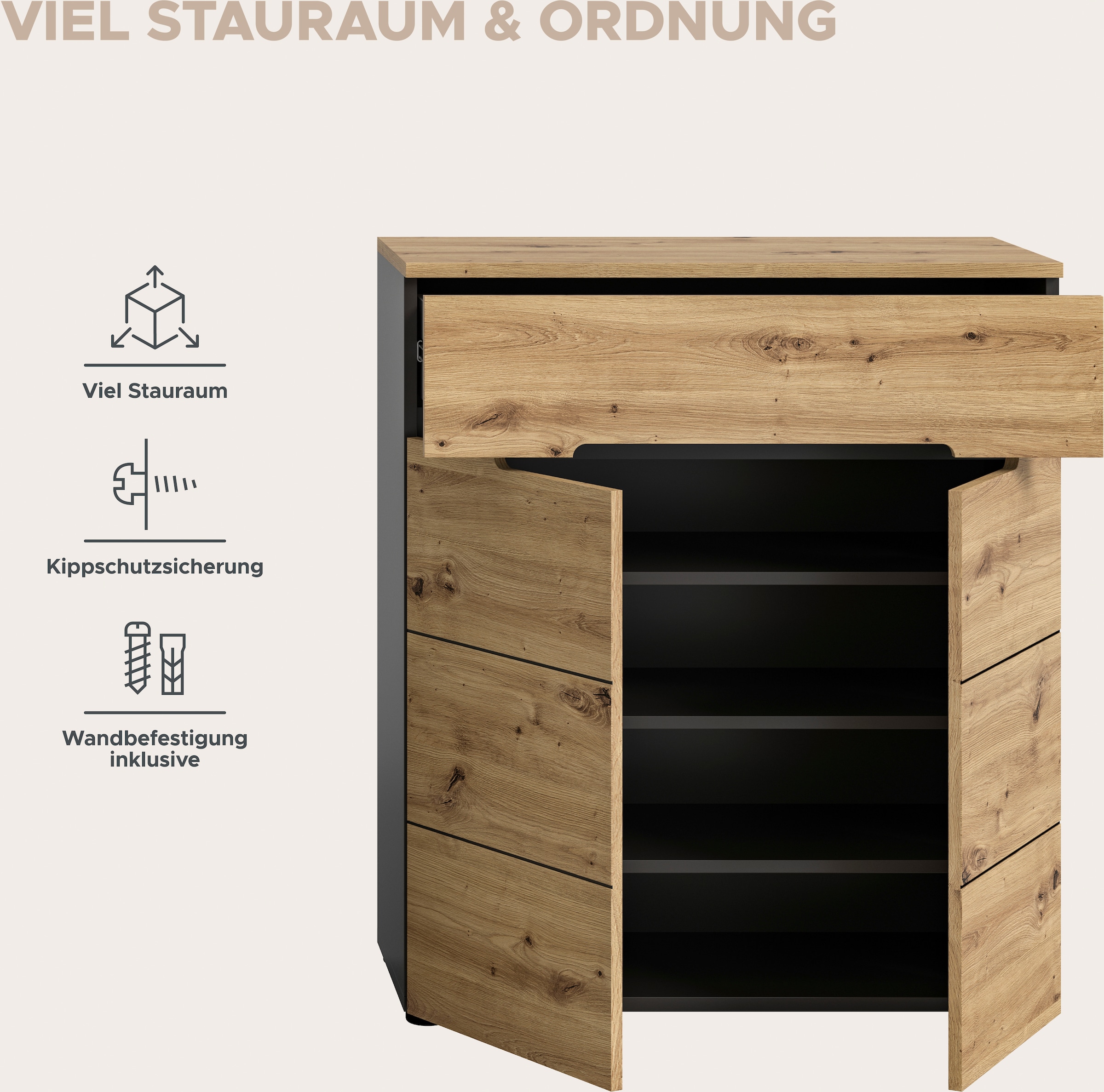 INOSIGN Garderoben-Set »REHAT, TOPSELLER!, 2-teilig, Breite 80cm, individuell erweiterbar«, (2 St.), Garderobenkombination, Kombination, Diele, Garderobe, Garderobenmöbel