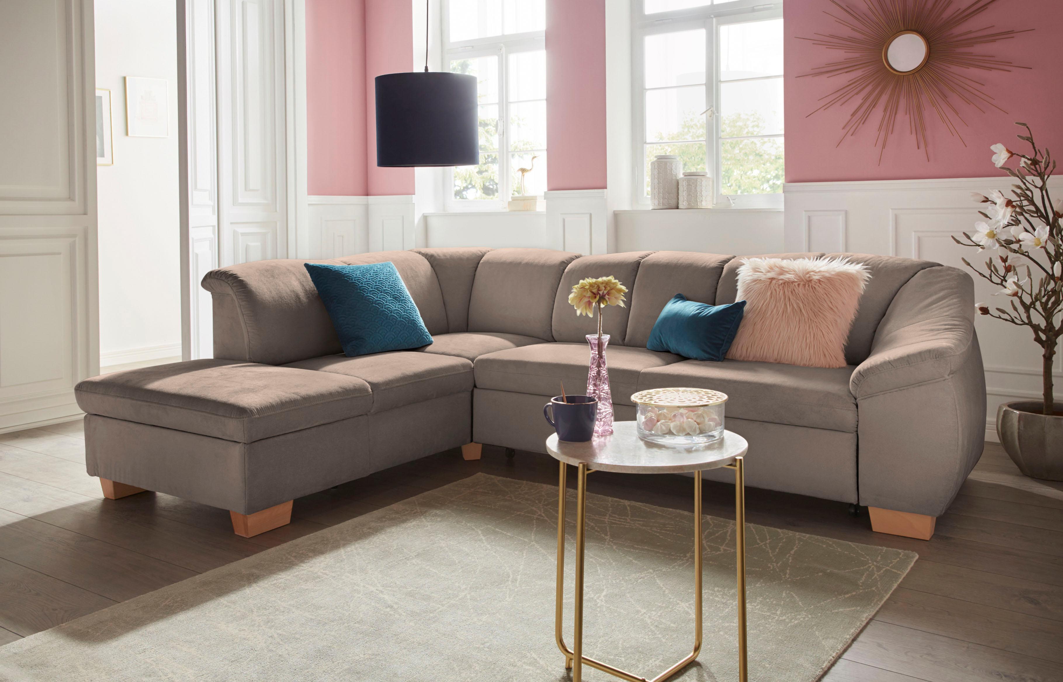 sit&more Ecksofa "Santo L-Form" mit Federkern, wahlweise mit Schlaffunktion und Stauraum