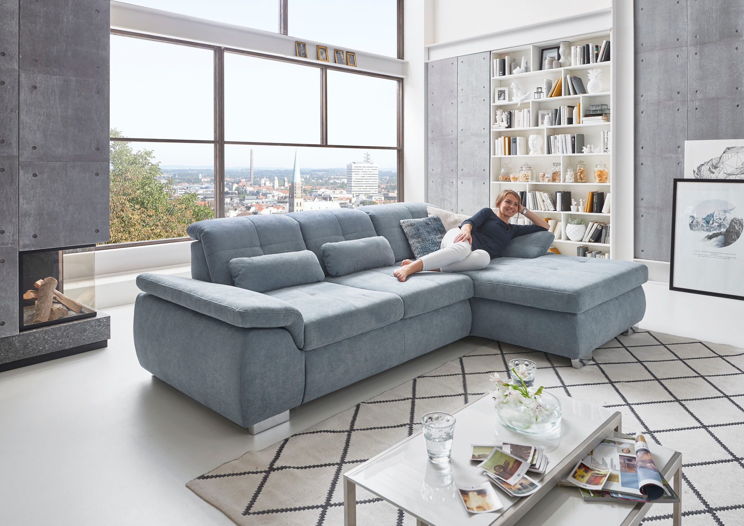 Die PlanBar Ecksofa "MP-IN16037 L-Form mit Kaltschaum-Polsterung" mit Sitzt günstig online kaufen