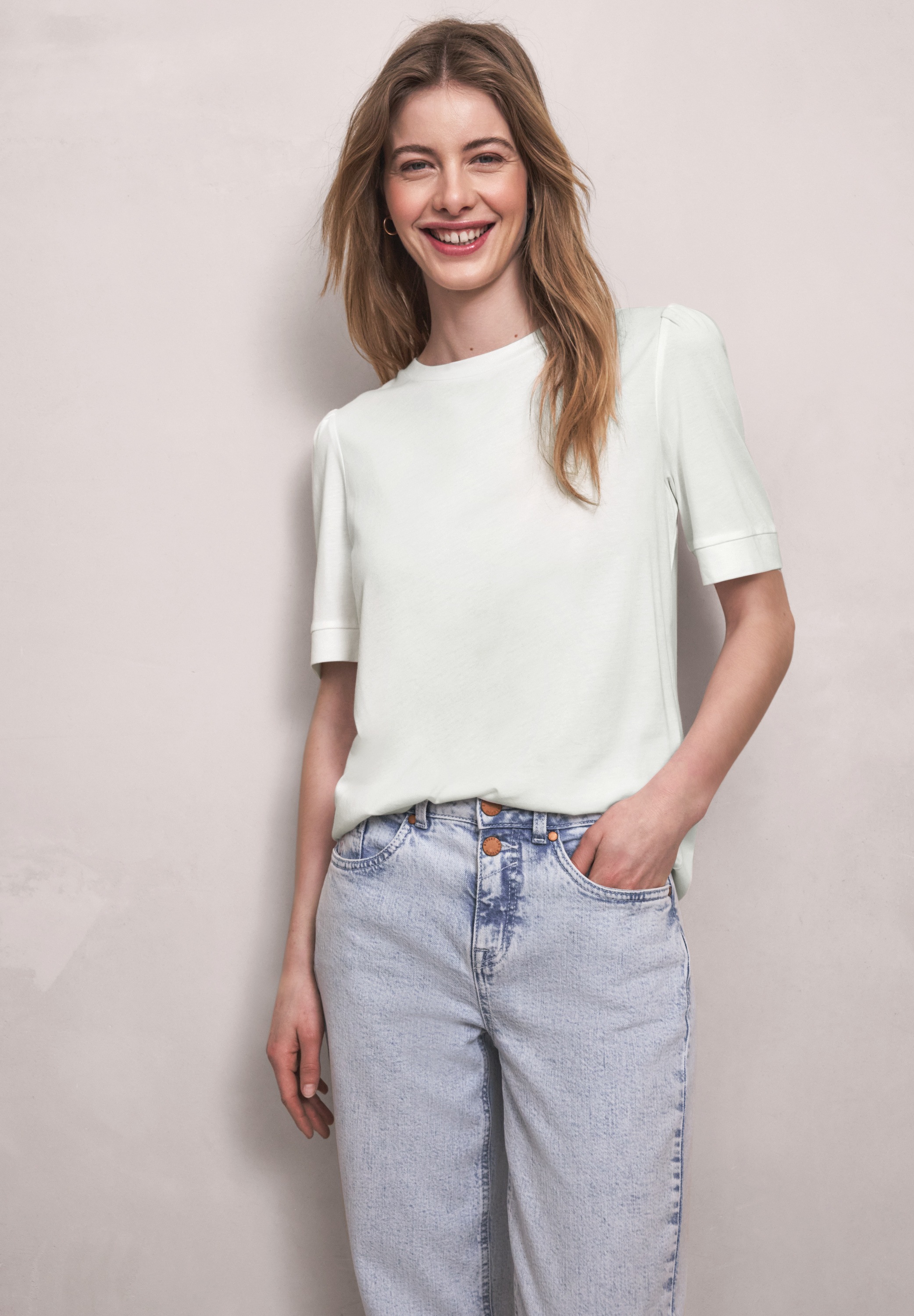 STREET ONE STUDIO V-Shirt Rundhalsausschnitt günstig online kaufen