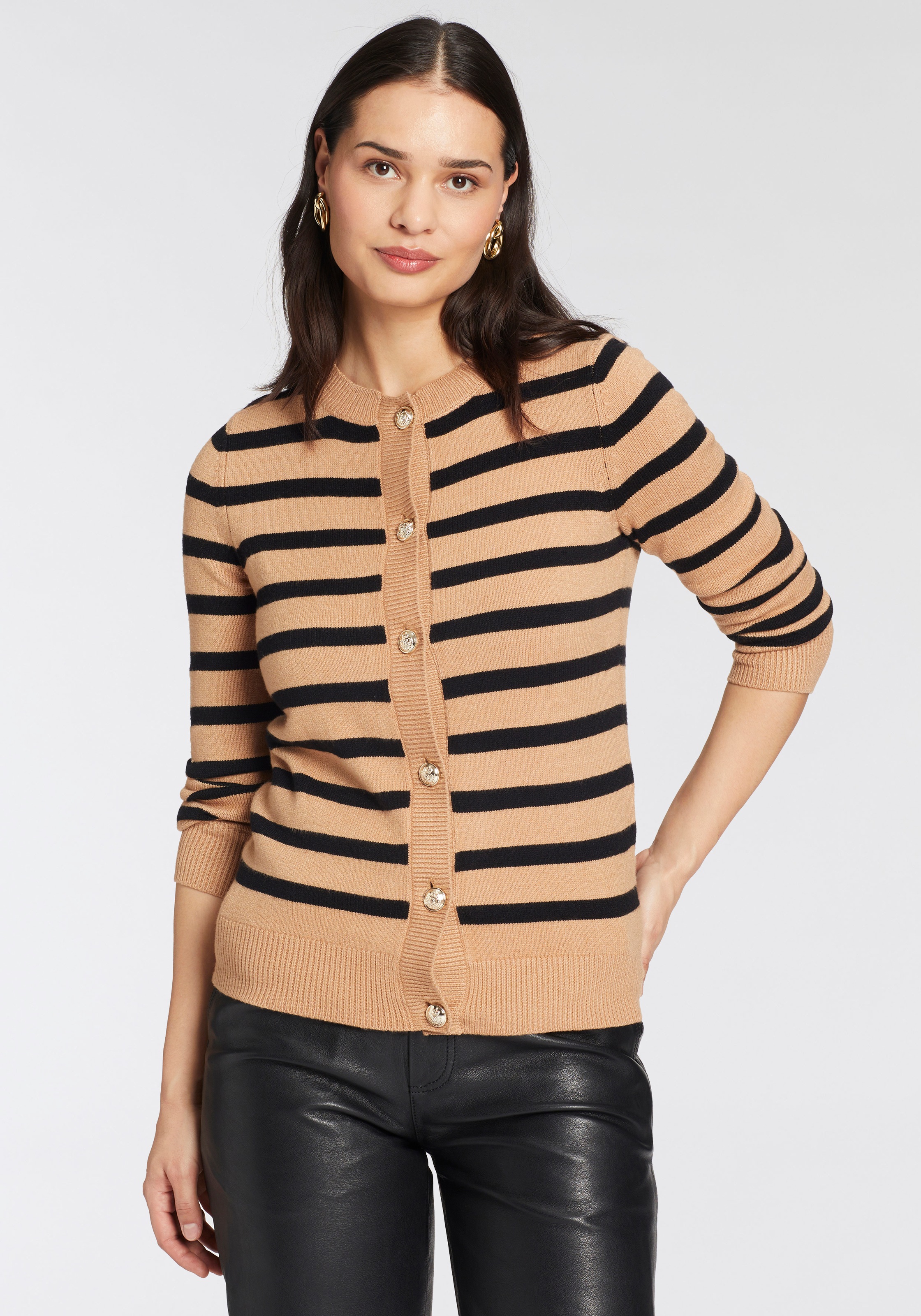 HECHTER PARIS Strickjacke, mit Kontraststreifen günstig online kaufen