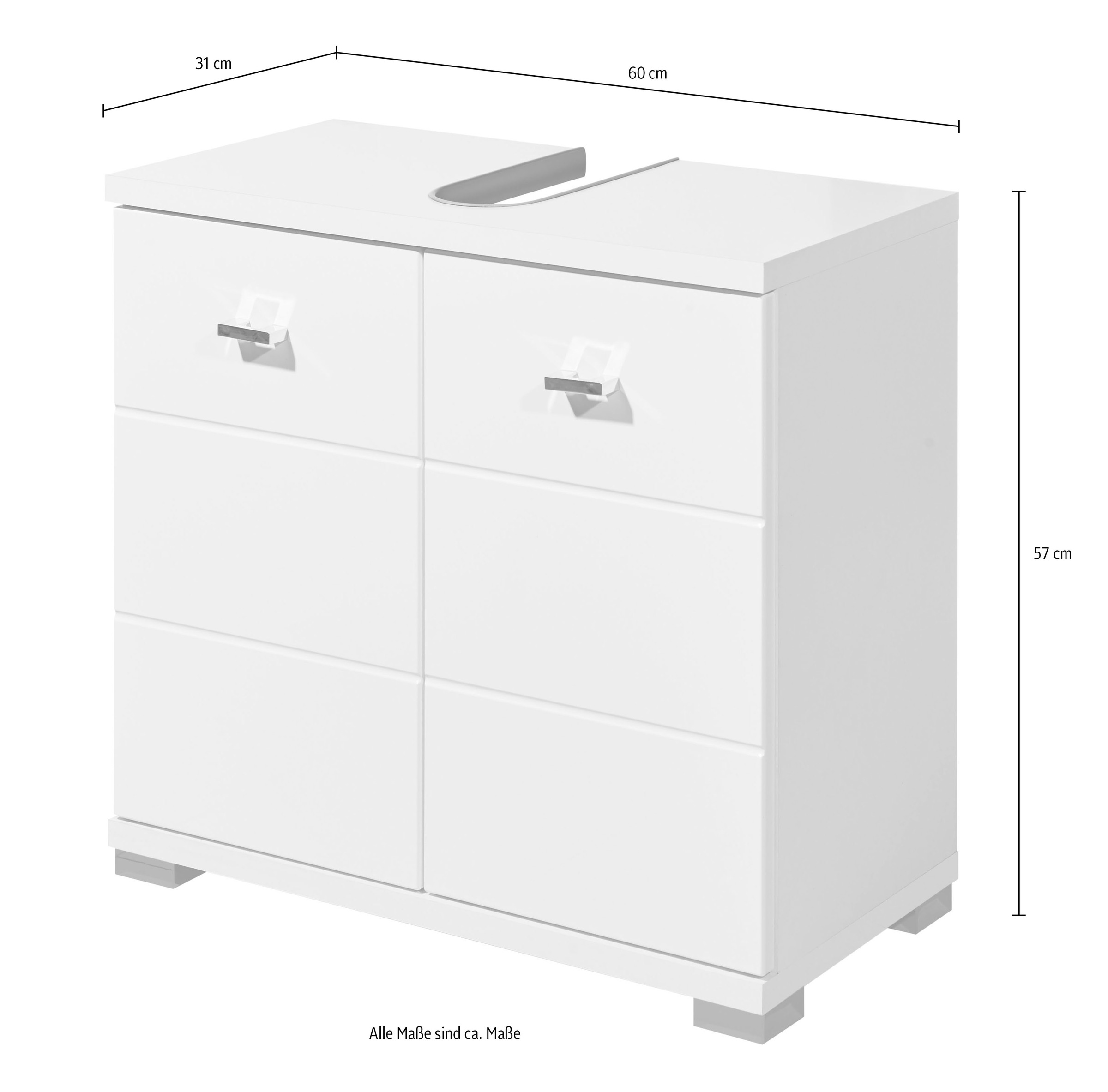 BASIC by Balculina Waschbeckenunterschrank »Pool, Badezimmerschrank BxHxT 60x57x31«, (1 St.), Breite 60cm, Tür L/R montierbar