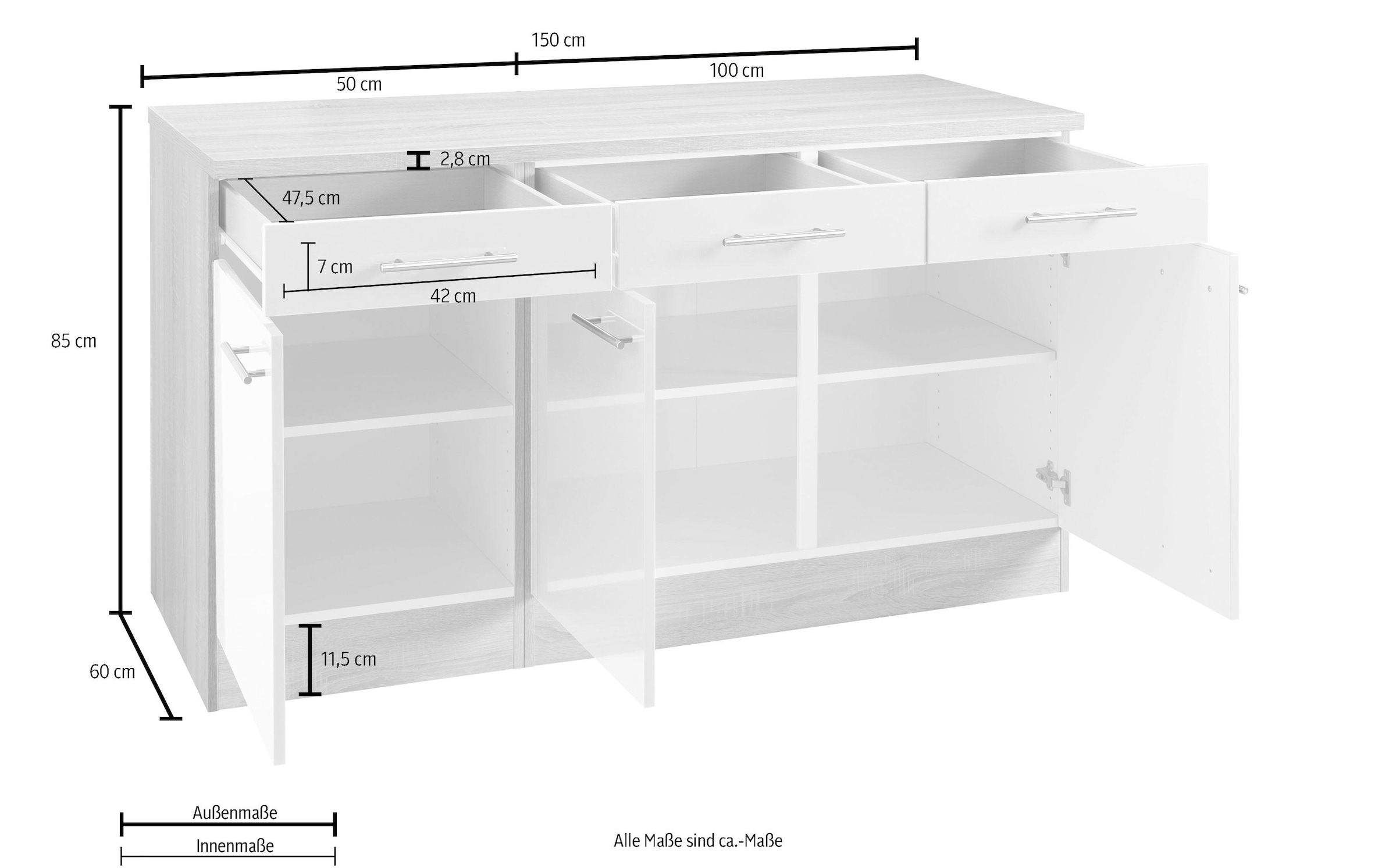 OPTIFIT Unterschrank »Kalmar«, Breite 150 cm, mit viel Stauraum