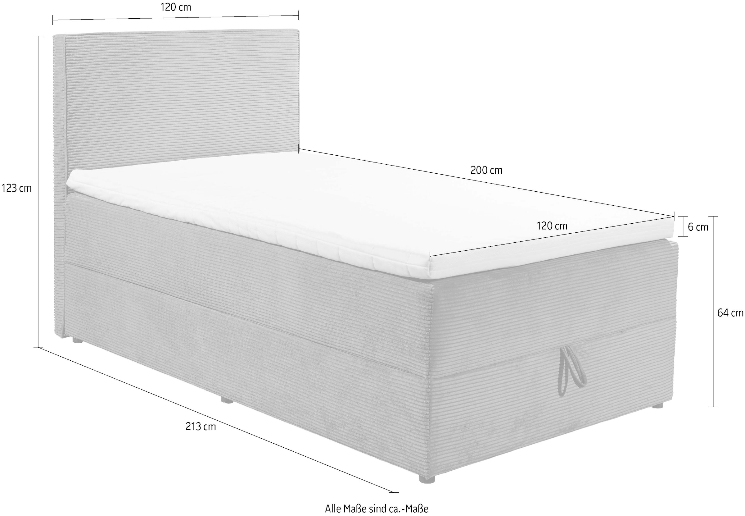 ED EXCITING DESIGN Boxbett »Larnaca«, Bezug aus Cord, inkl. Topper und Bettkasten