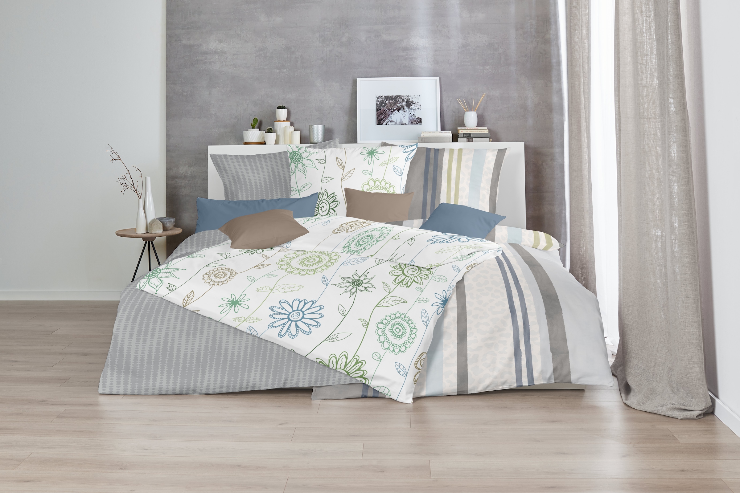 Primera Bettwäsche »Feinbiber-Bettwäsche Frida« 2 Stk. tlg. mit fröhlichem Blumenmuster