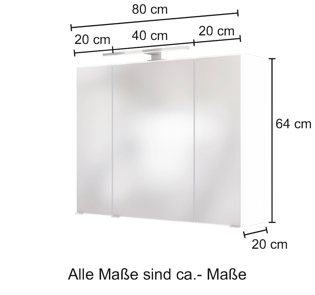 Spiegeltüren bestellen MÖBEL 3 80 3D-Effekt, »Baabe«, mit | cm, Breite Spiegelschrank dank HELD BAUR