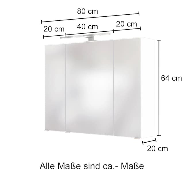 HELD MÖBEL Spiegelschrank »Baabe«, Breite 80 cm, mit 3D-Effekt, dank 3  Spiegeltüren bestellen | BAUR