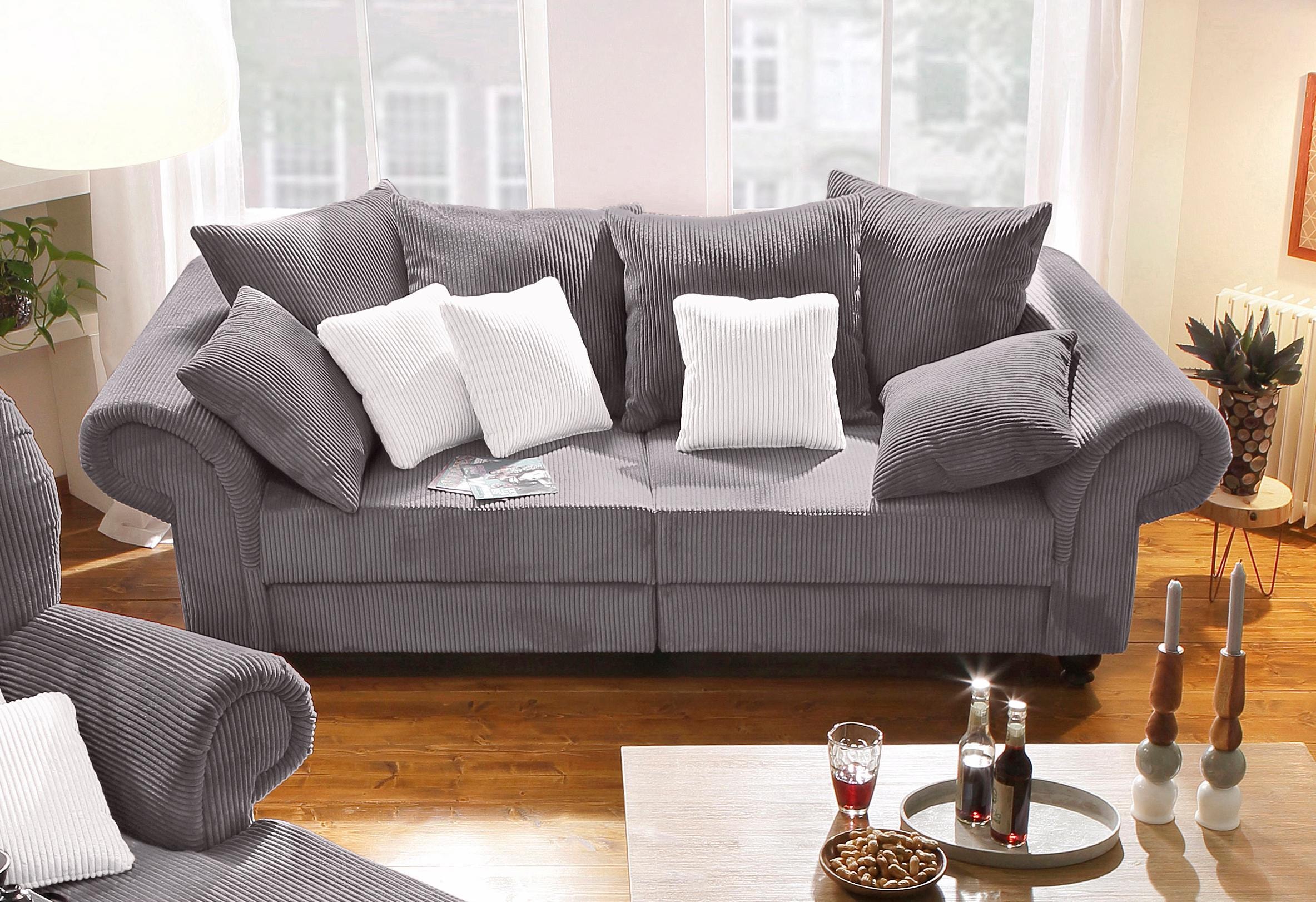 Home affaire Big-Sofa "King Henry Mega Sofa, viel Platz, Breite 242cm, Federkern" in legerer Polsterung und vielen losen Kissen