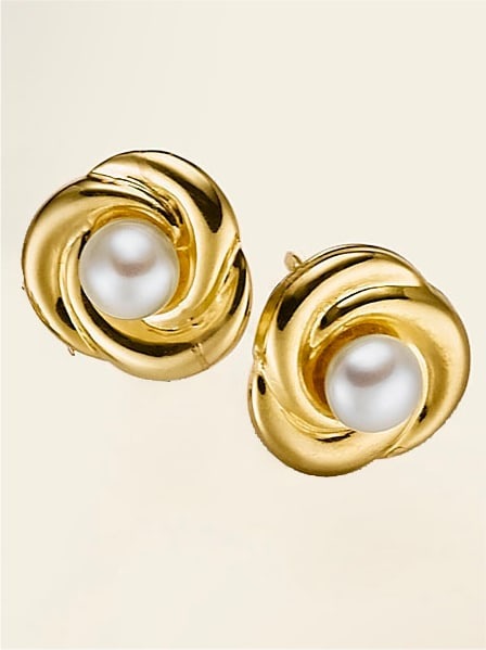 Paar Ohrstecker LADY, gold (gelbgold 585), Ohrringe, Damen, Perlen