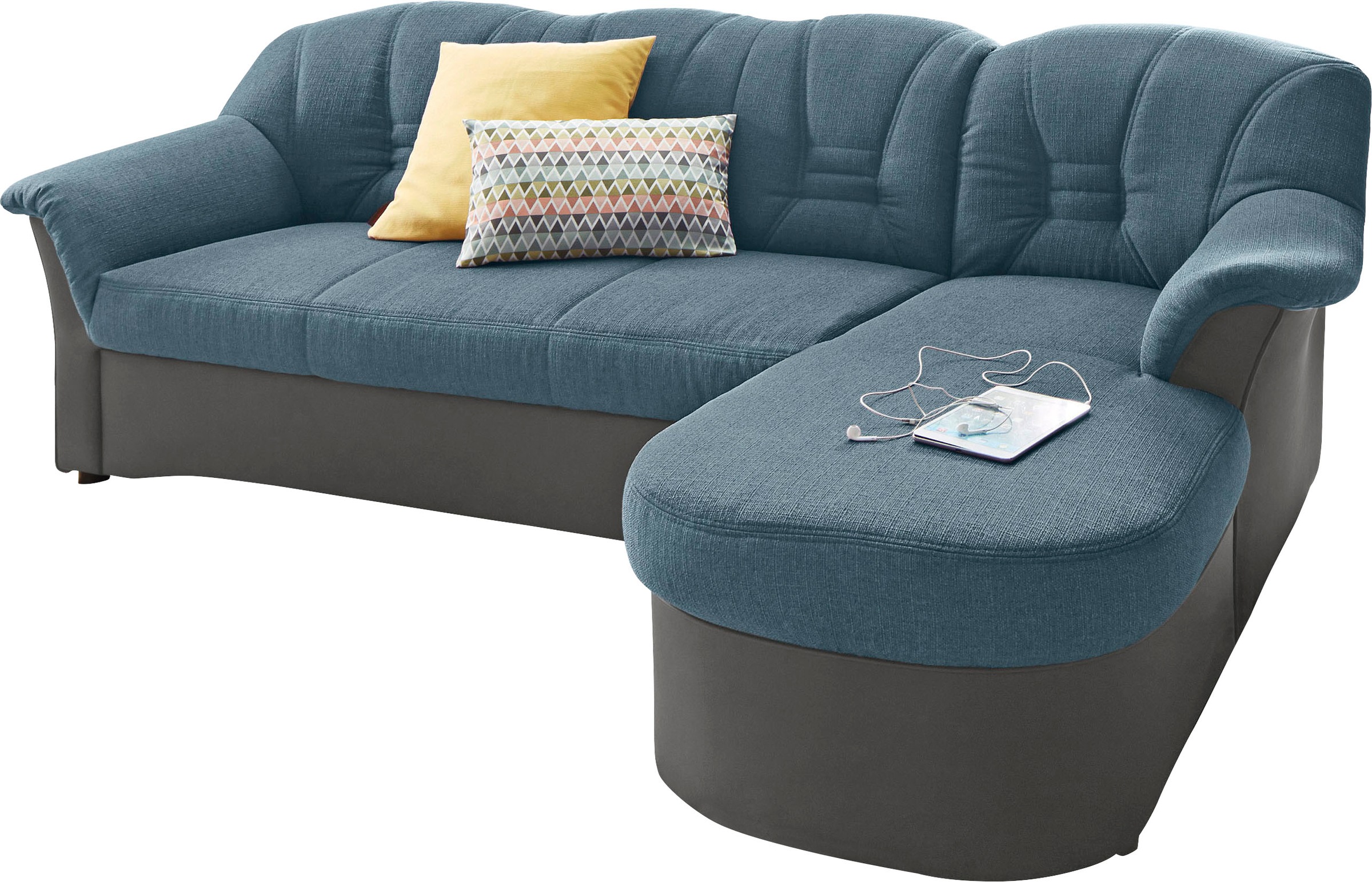 DOMO collection Ecksofa »Elva, zeitlose Formensprache, elegante Rückensteppung, L-Form«, wahlweise mit Bettfunktion und Federkern