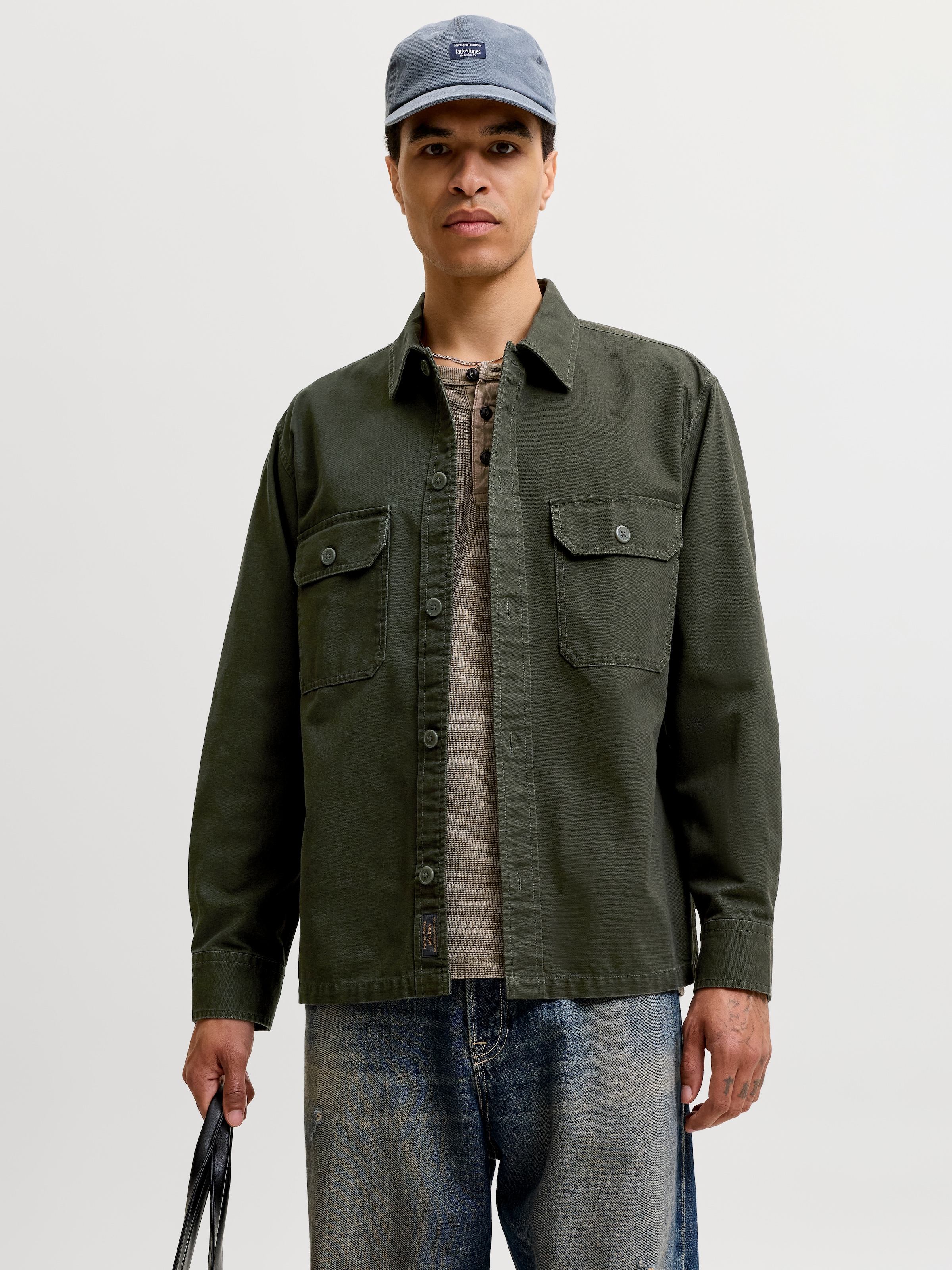 Jack & Jones Langarmhemd »JJECOLTON CANVAS OVERSHIRT LS SN« Baumwolle, Overshirt in lockerer Passform