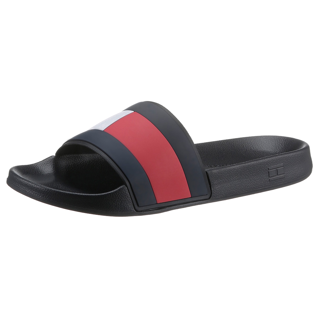 Tommy Hilfiger Badepantolette »RUBBER TH FLAG POOL SLIDE«, Sommerschuh, Poolslides, Schlappen, für Bad und Strand