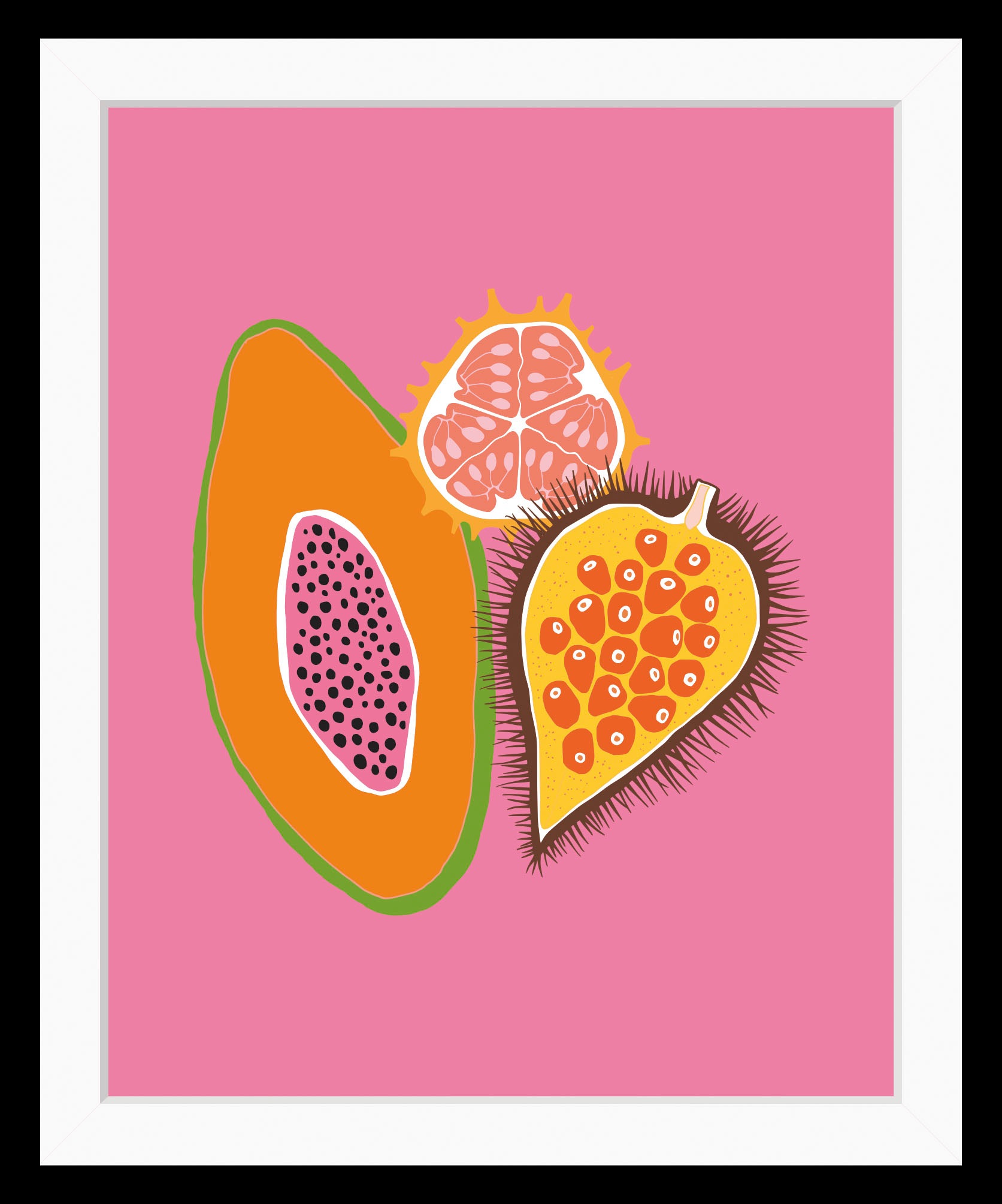queence Bild »Merlin«, Obst-Obst Bilder-Lebensmittel-Essen-Kunst-Figuren, (1 St.), HD Premium Poster-Druck inkl. Holzrahmen