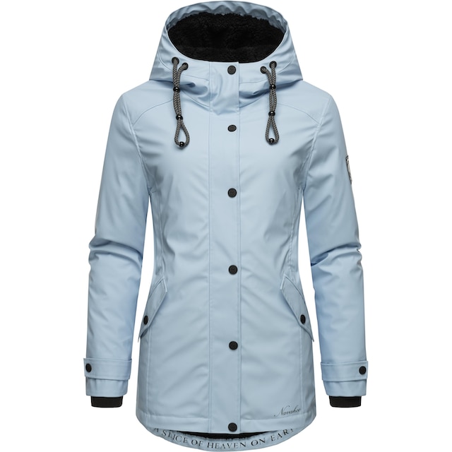 Outdoorjacke bestellen Regenjacke stylische Kapuze, Navahoo »Lindraa«, wasserdichte BAUR mit Teddyfell mit |