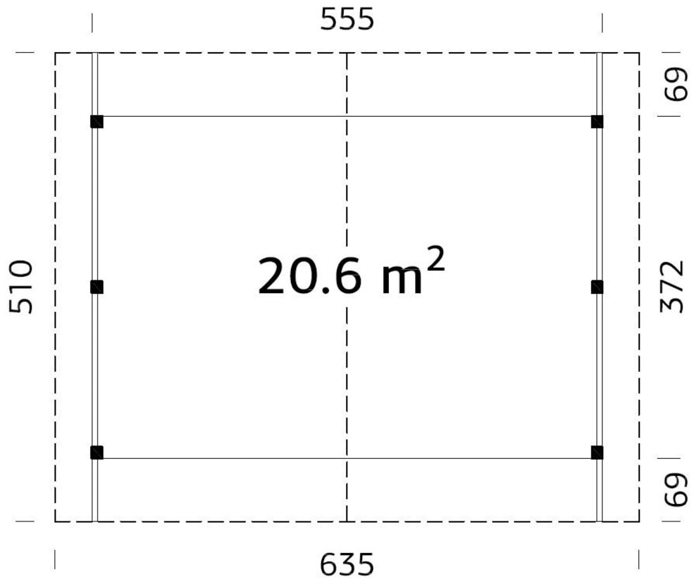 Palmako Einzelcarport »Robert«, Holz, natur