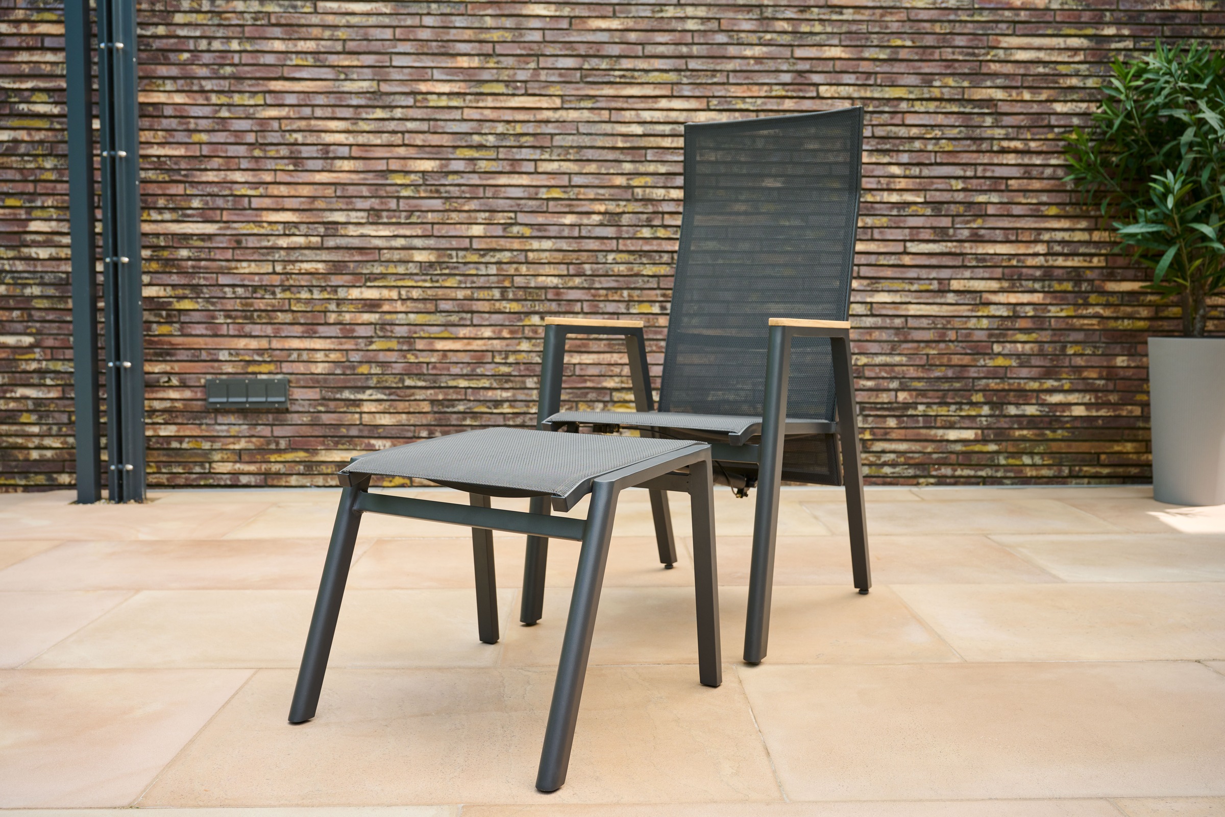 Siena Garden Hocker »BOLOGNA« Aluminiumgestell, Ranotex® Bezug, Dining Hocker anthrazit/grau