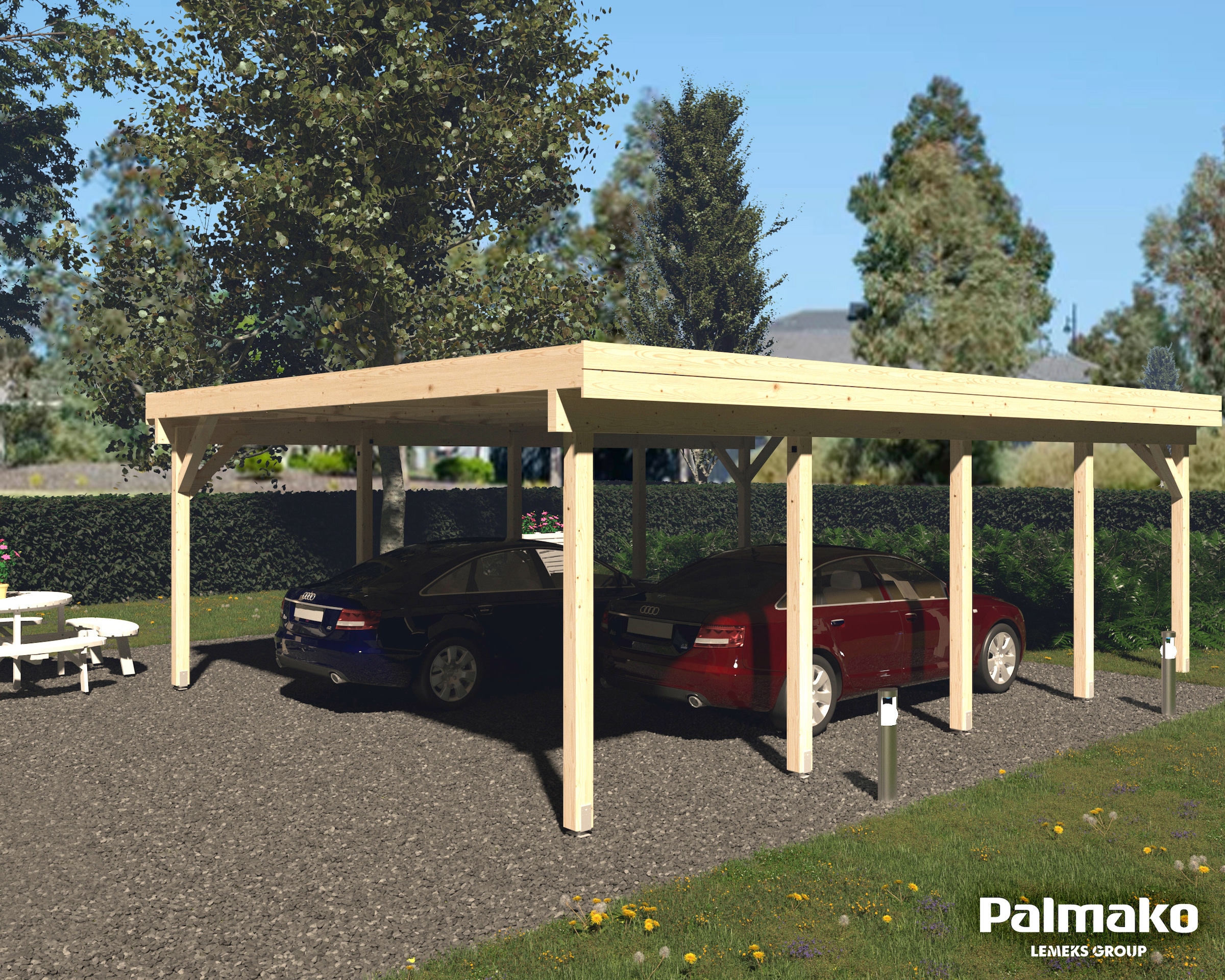 Palmako Doppelcarport »Karl«, Holz, natur