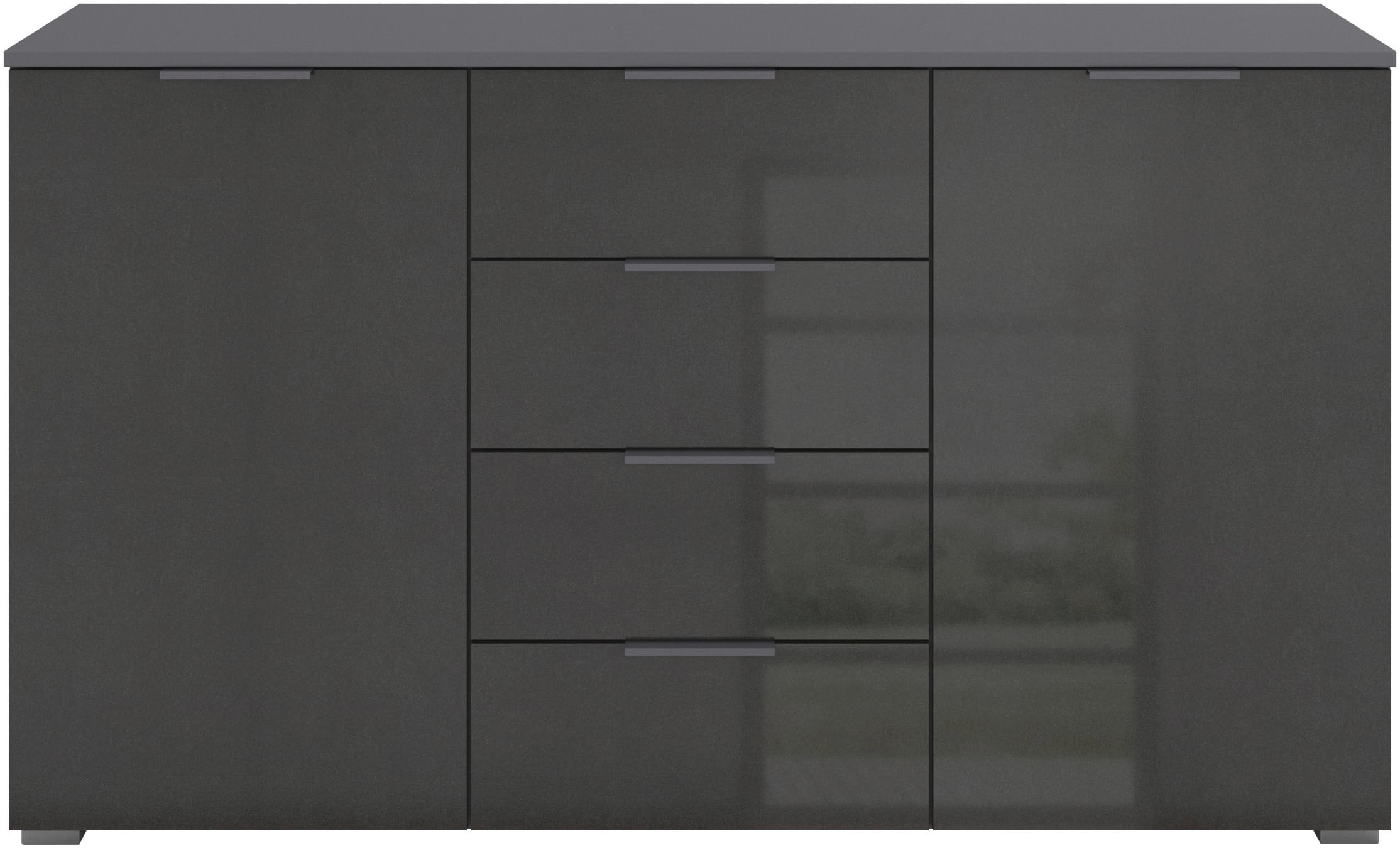 rauch Kombikommode »Sideboard Schubladenkommode AGORDO mit Dekor- oder Hochglanzfront«, (in zwei Griff-Farben), mit 4 Schubkästen und 2 Türen sowie Metallgriffen MADE IN GERMANY
